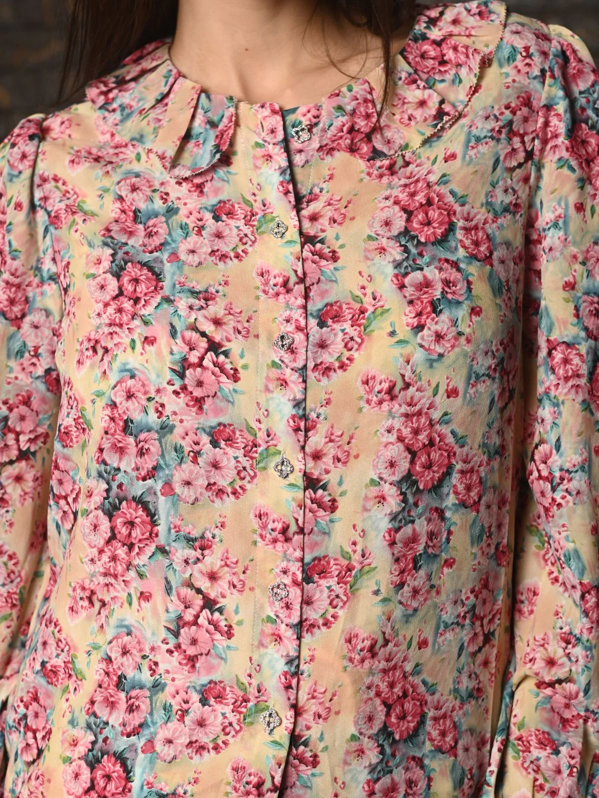 Odette Multicolor Viscose Printed Top For Women - Image 7