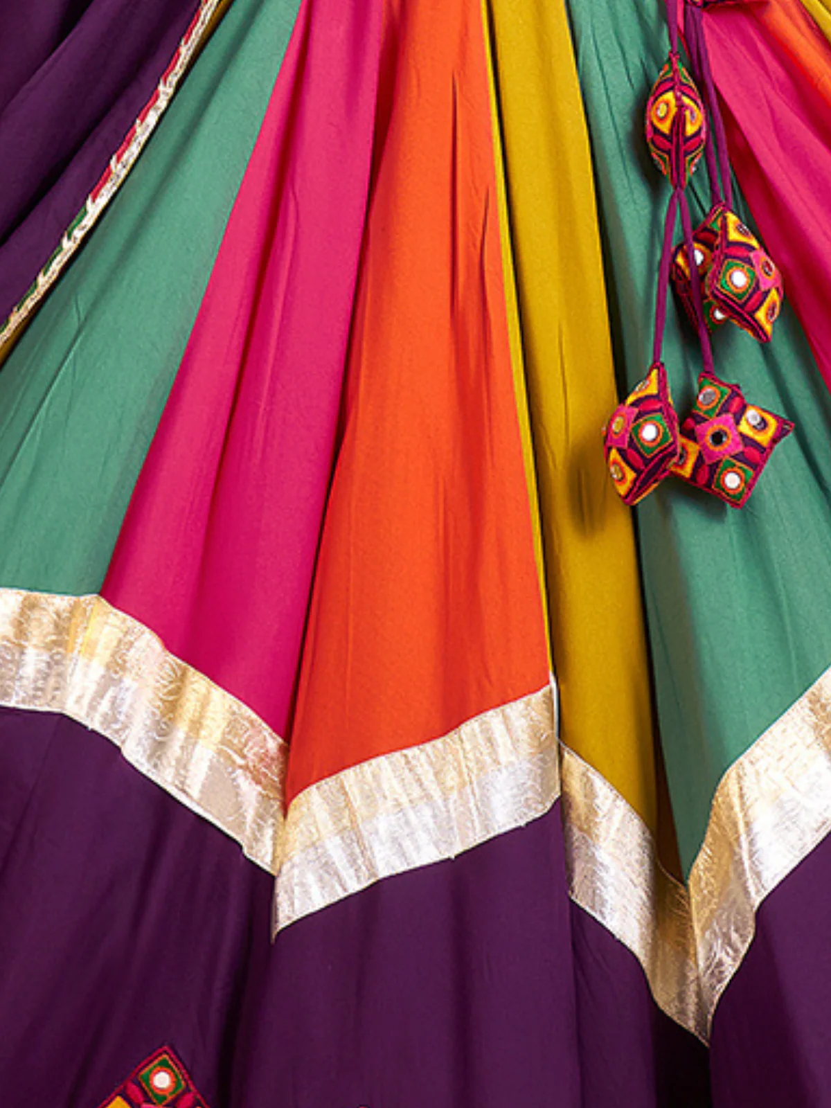 Odette Multicolor Viscose Cotton Embroidered Semi-Stitched Lehenga Choli For Women - Image 5