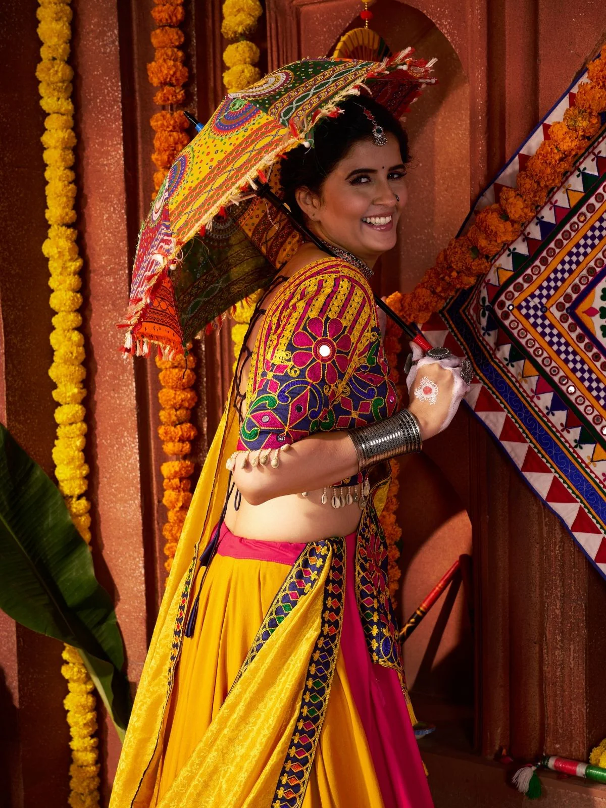 Odette Multicolor Viscose Cotton Semi-Stitched lehenga With Stunning Tassels For Women - Image 4