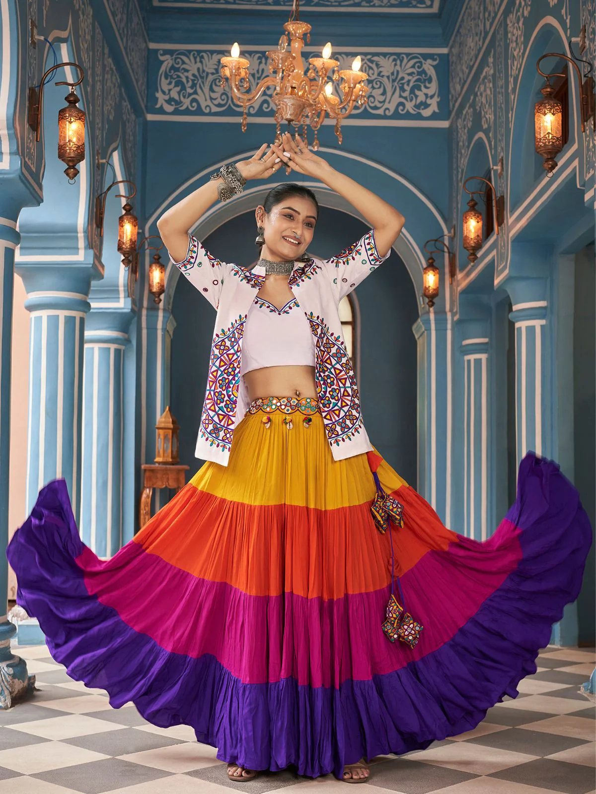 Odette Multicolor Viscose Rayon Stitched Lehenga Set For Women - Image 2