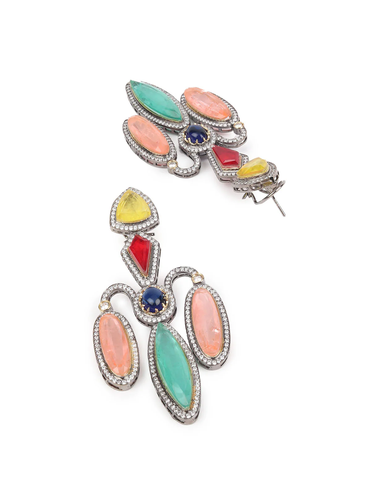 Odette Multicolor Zircon Silver Plated Dangler Earrings For Women - Image 5