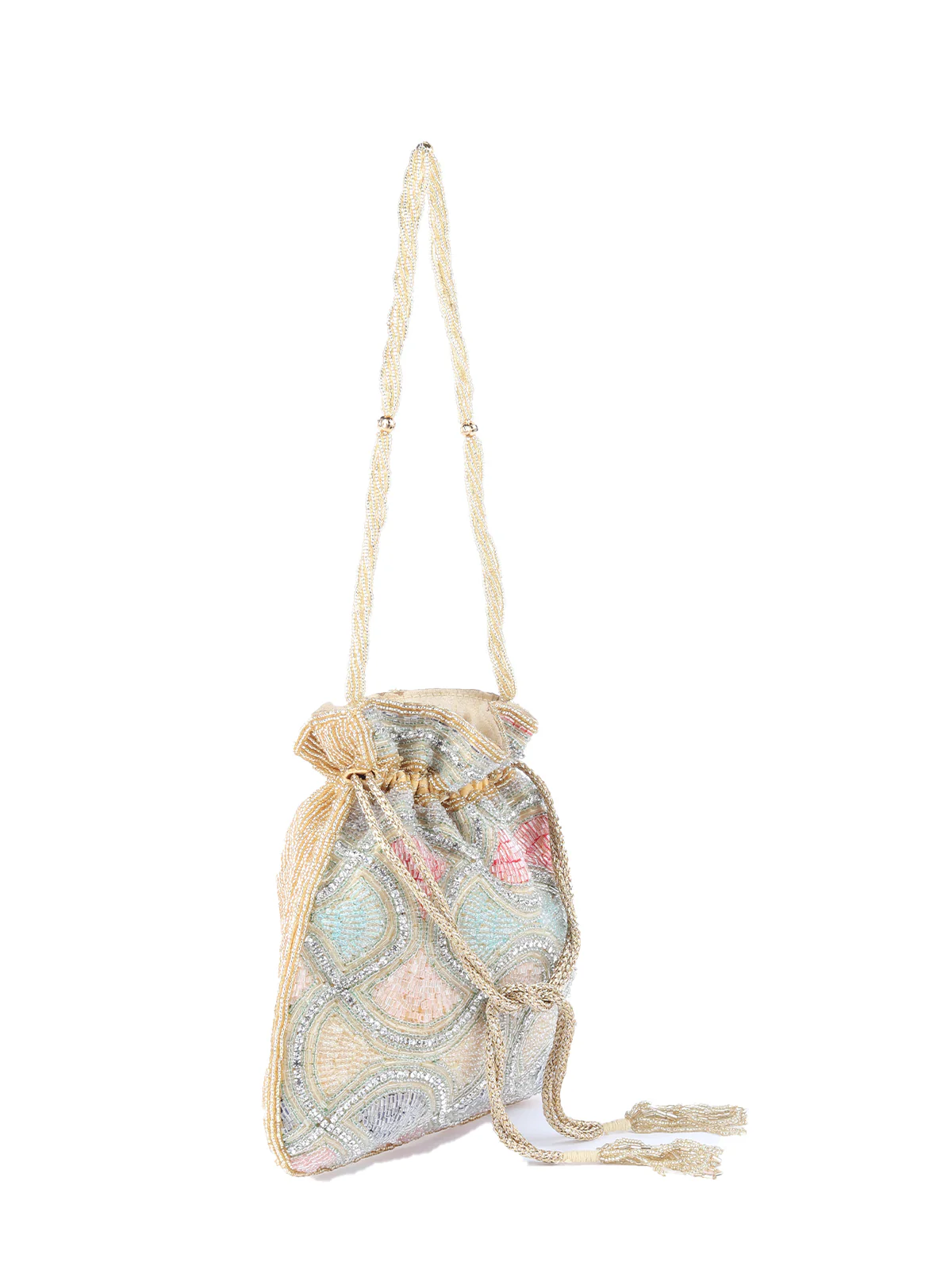 Odette Multicolor Cutdana Embroidered Batuwa Bag For Women - Image 4