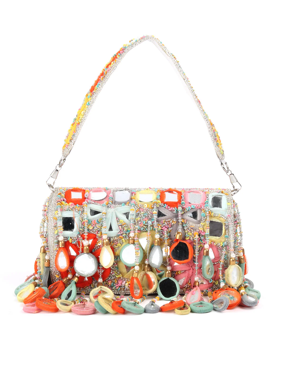 Odette Multicolor Tassels Embellished Clutch For Women - Image 3