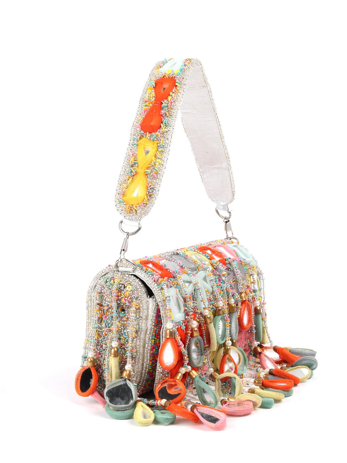 Odette Multicolor Tassels Embellished Clutch For Women - Image 4