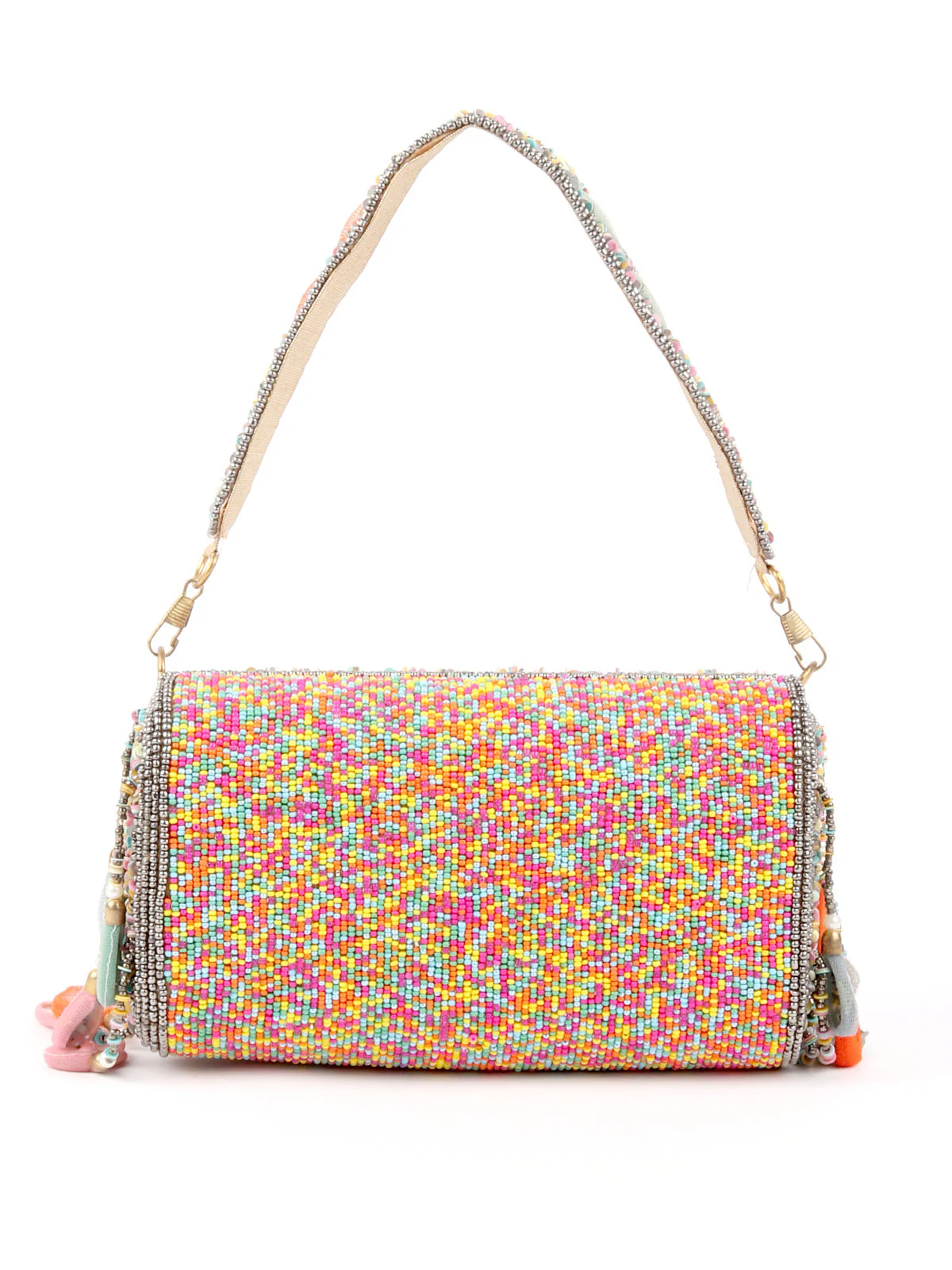 Odette Multicolor Tassels Embellished Clutch For Women - Image 5
