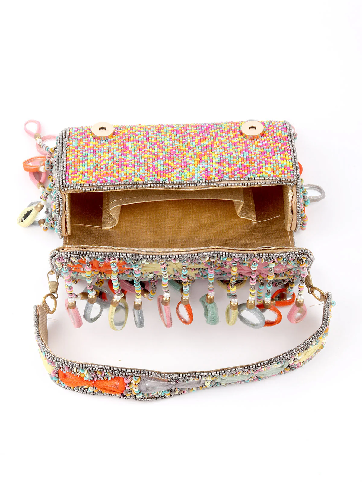 Odette Multicolor Tassels Embellished Clutch For Women - Image 6