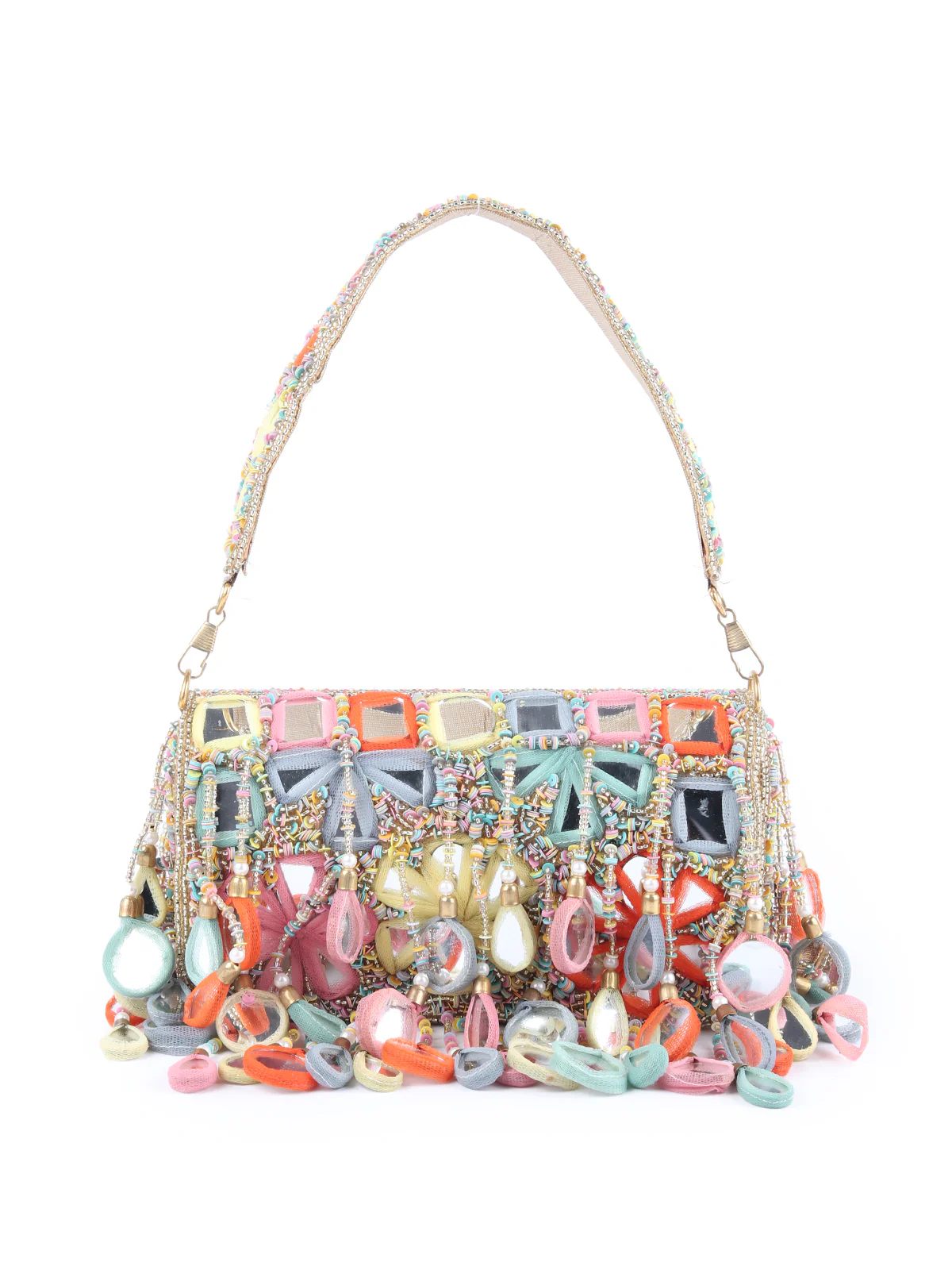Odette Multicolored Tassels Embellished Clutch For Women - Image 3