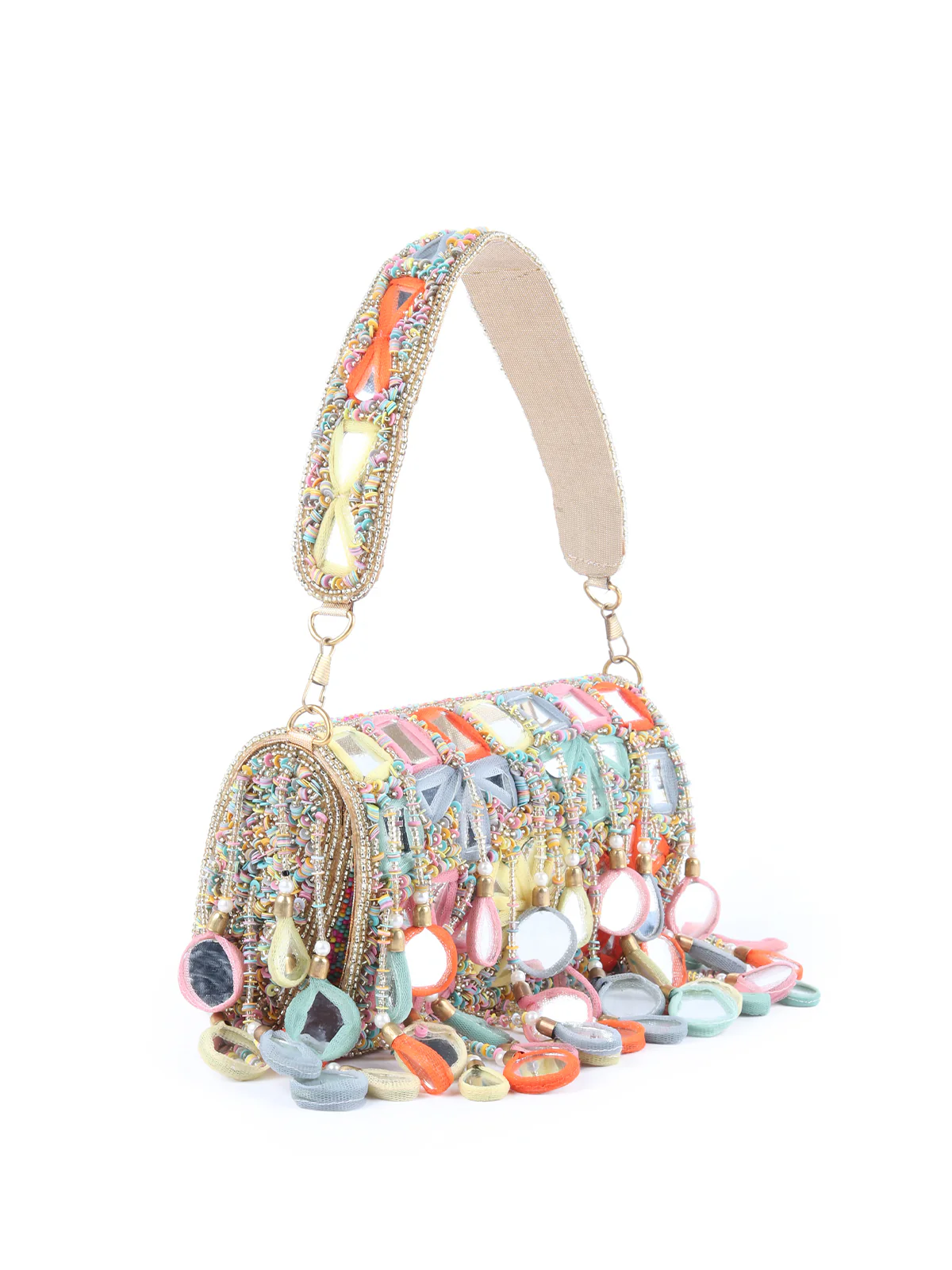 Odette Multicolored Tassels Embellished Clutch For Women - Image 4