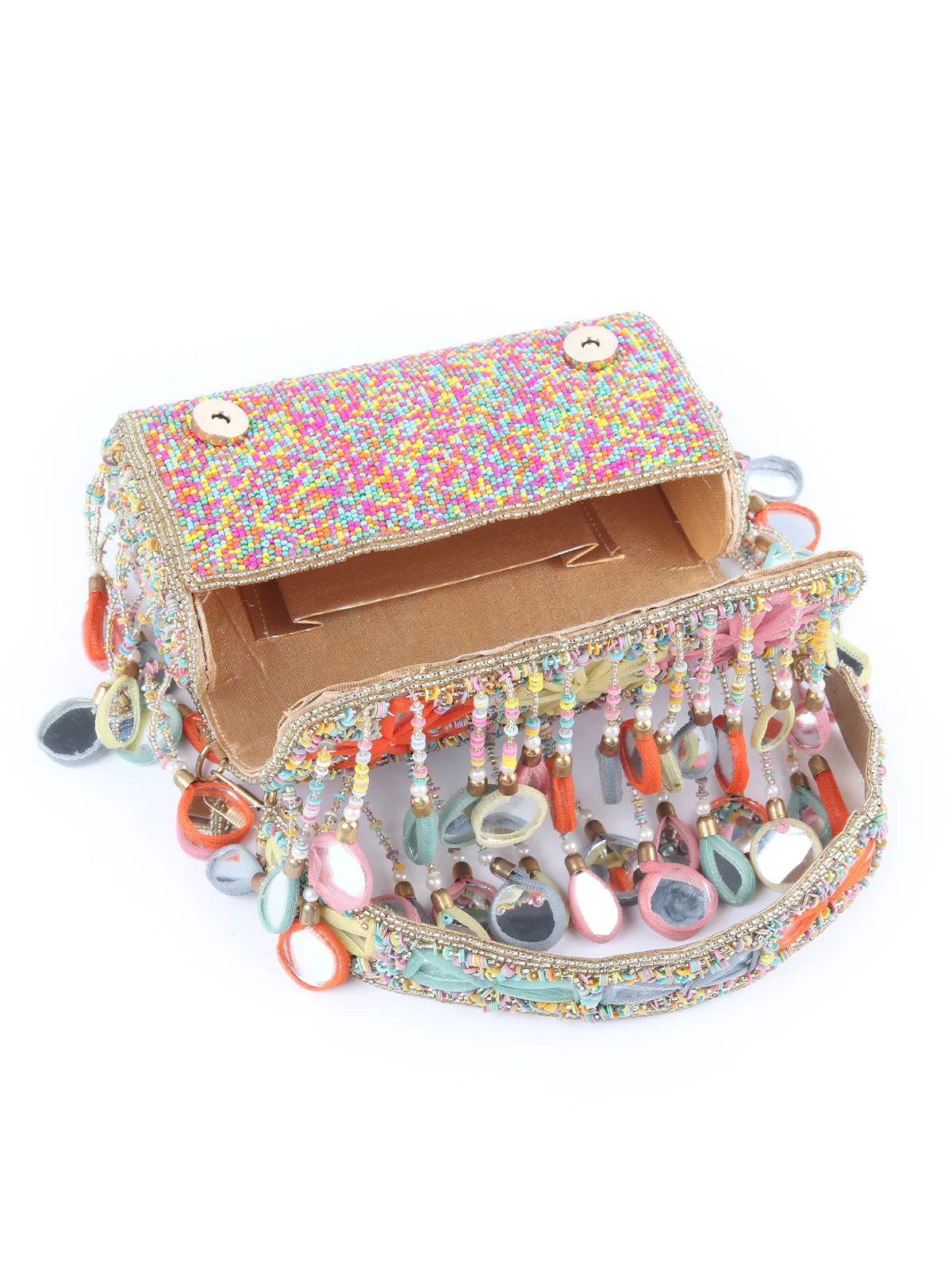 Odette Multicolored Tassels Embellished Clutch For Women - Image 6