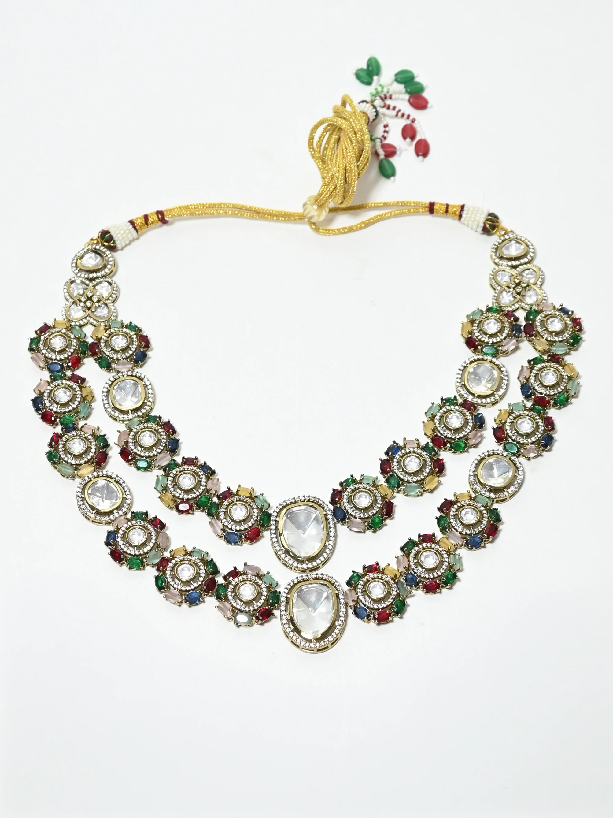 Odette Multicolour Alloy Stone Jewellery Set For Women - Image 5