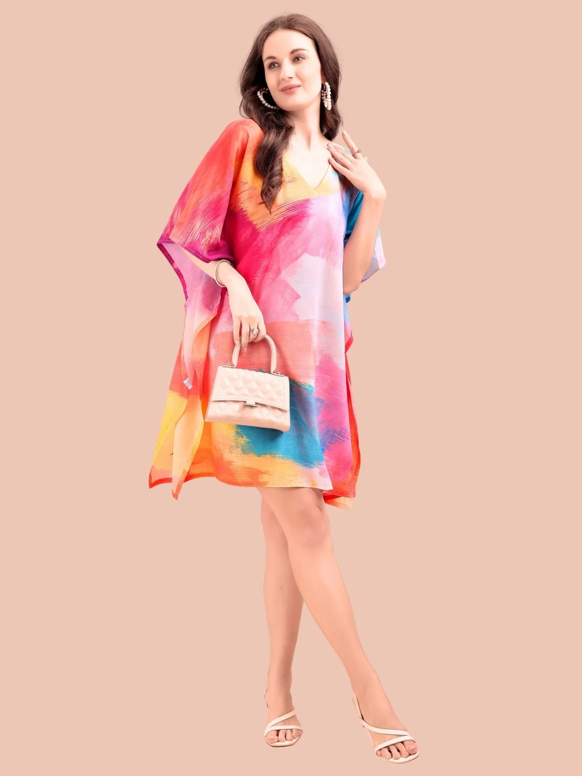 Odette Multicolour Cotton Blend Printed Kaftan For Women - Image 2