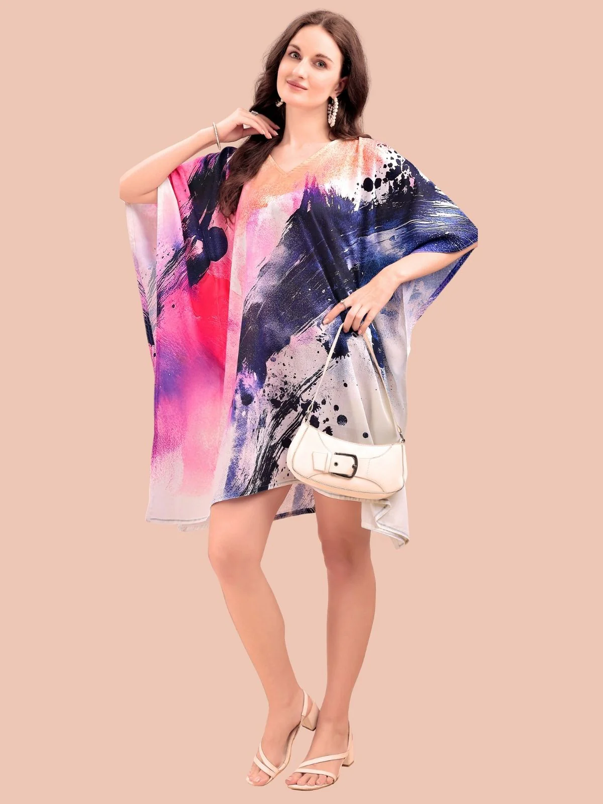 Odette Multicolour Cotton Blend Printed Kaftan For Women - Image 2