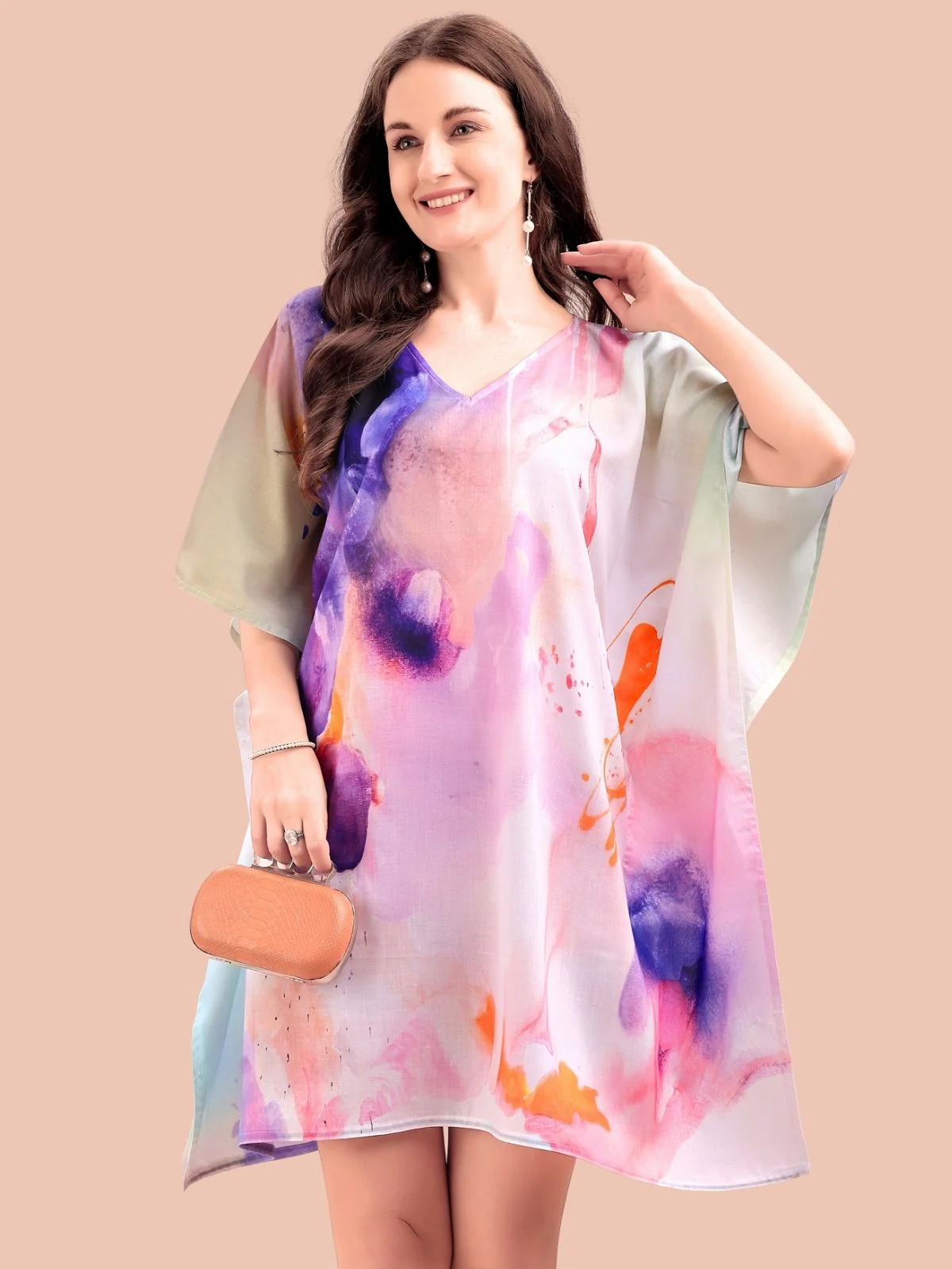 Odette Multicolour Cotton Blend Printed Kaftan For Women - Image 4