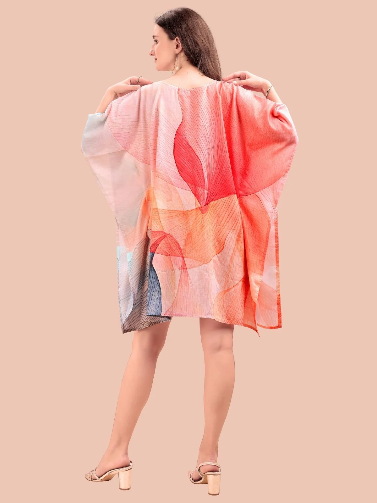 Odette Multicolour Cotton Blend Printed Kaftan For Women - Image 3