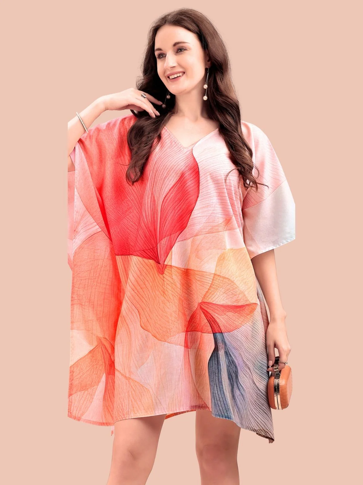 Odette Multicolour Cotton Blend Printed Kaftan For Women - Image 4