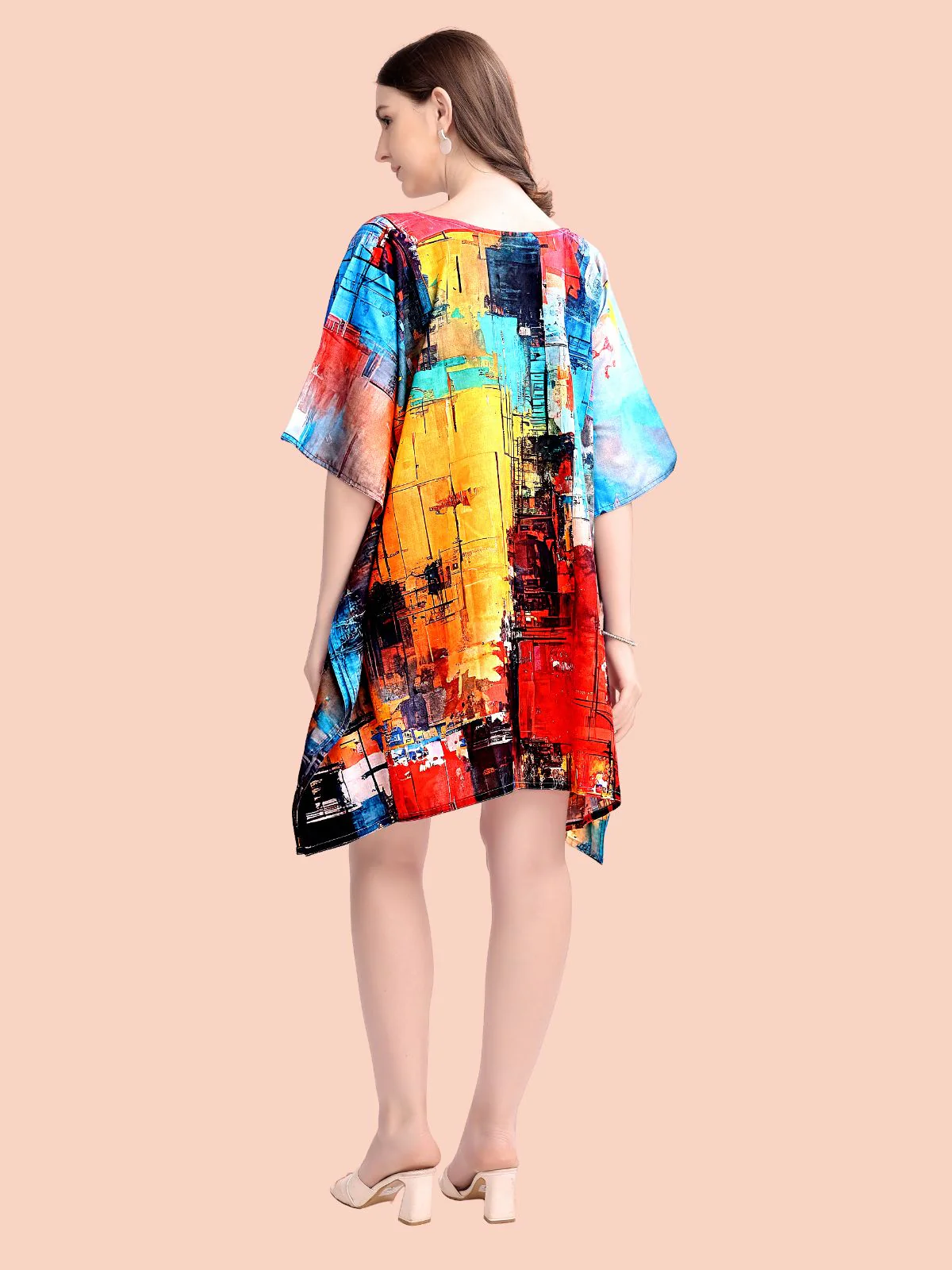 Odette Multicolour Cotton Blend Printed Kaftan For Women - Image 3