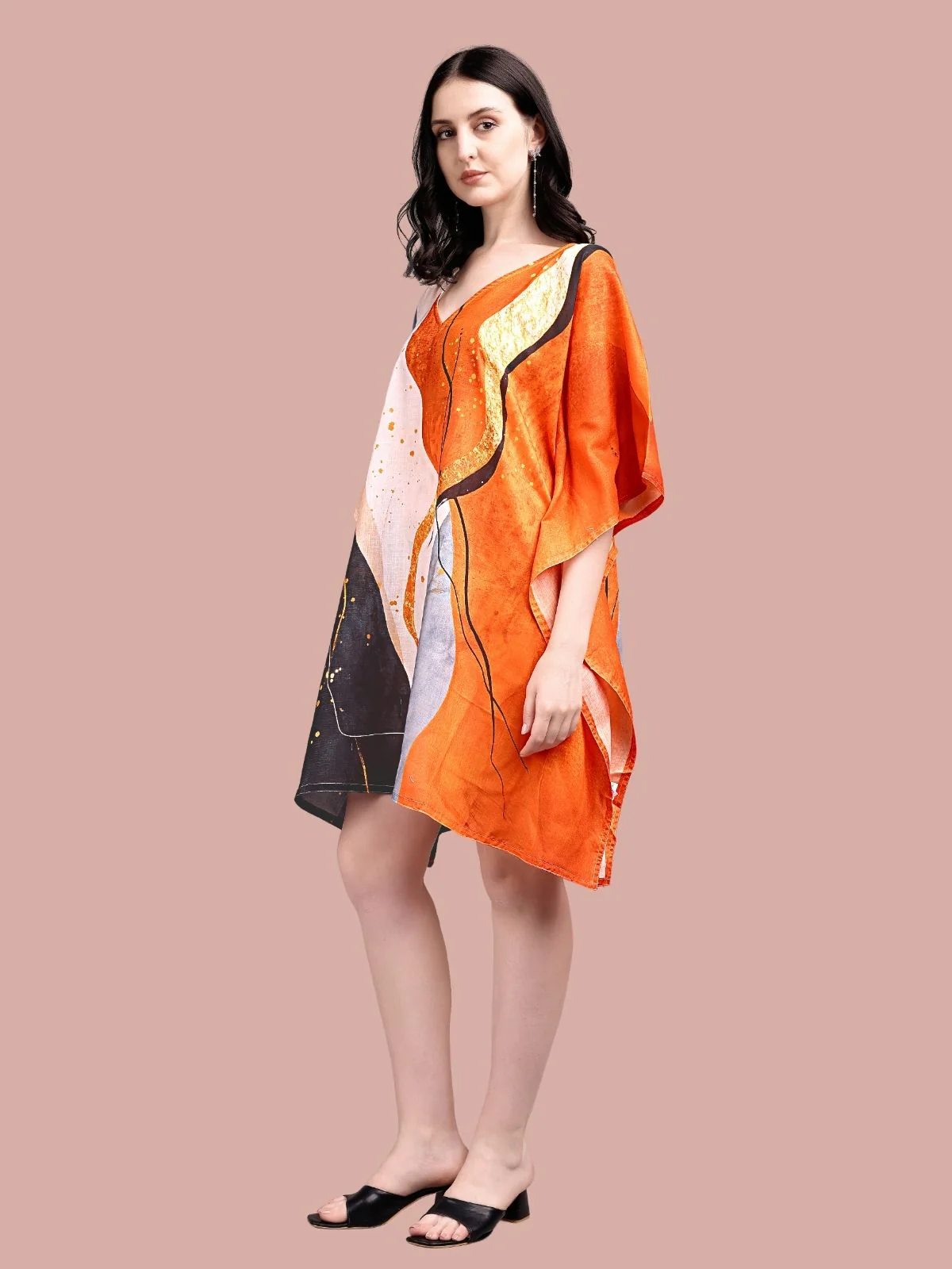 Odette Multicolour Cotton Blend Printed Kaftan For Women - Image 2