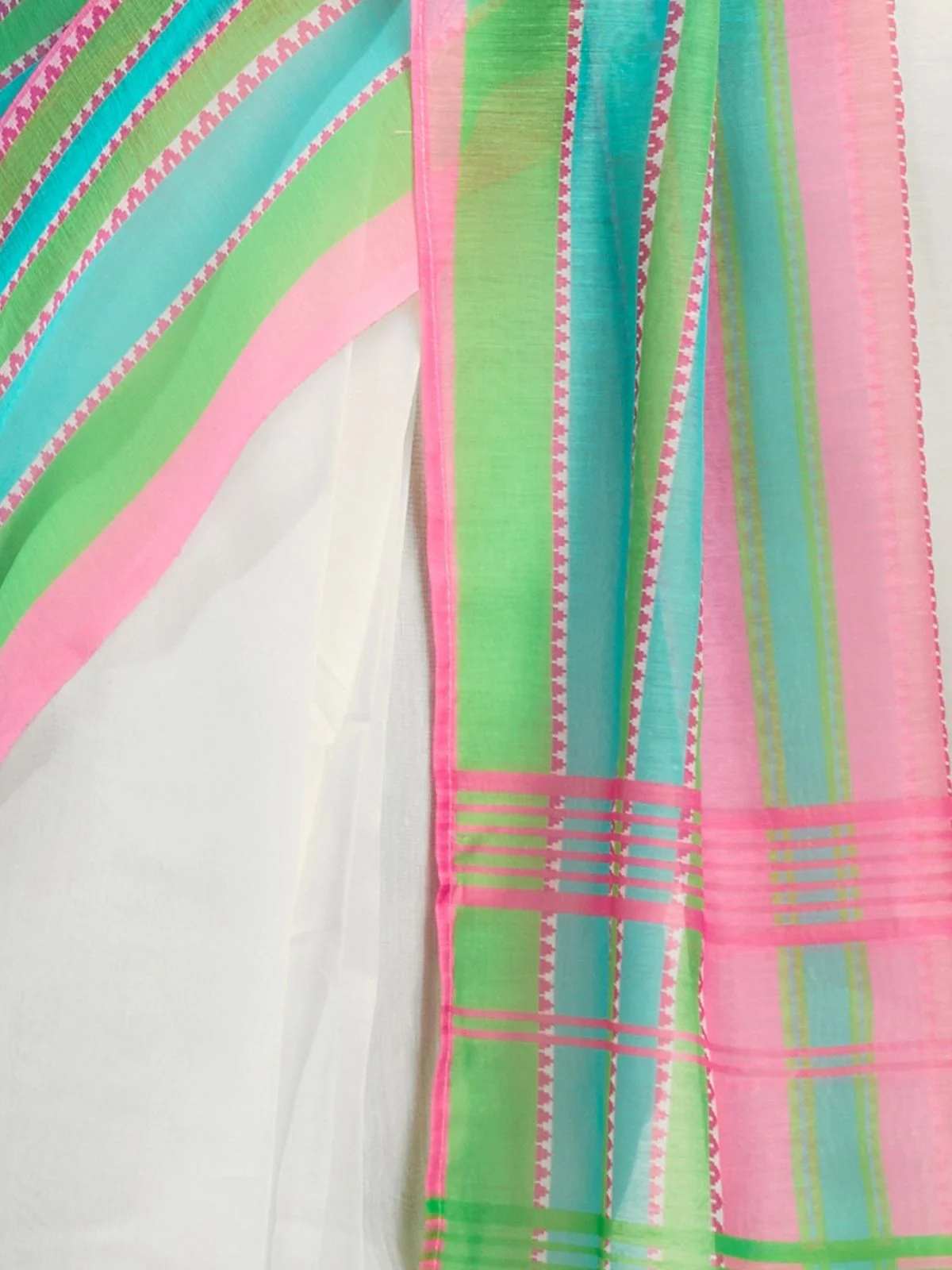 Odette Multicolour Cotton Linen Zari Work Saree For Women - Image 6
