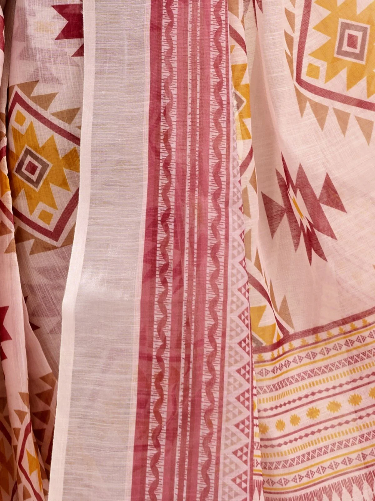 Odette Multicolour Cotton Linen Zari Work Saree For Women - Image 5