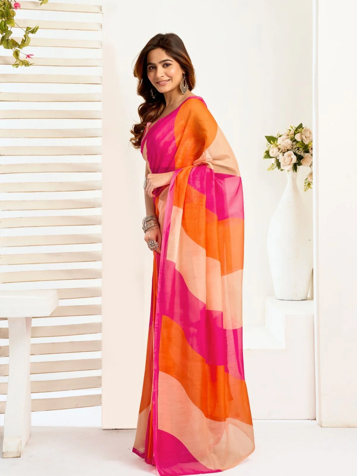 Odette Multicolour Cotton Linen Zari Work Saree For Women - Image 2