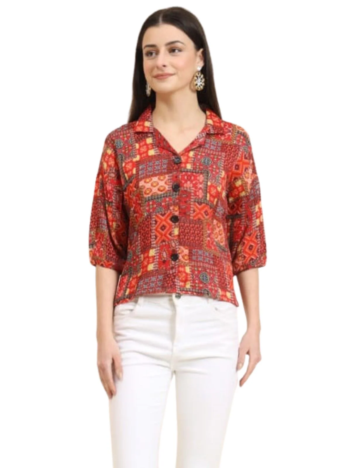 Odette Multicolour Delta Printed Shirt For Women - Image 2