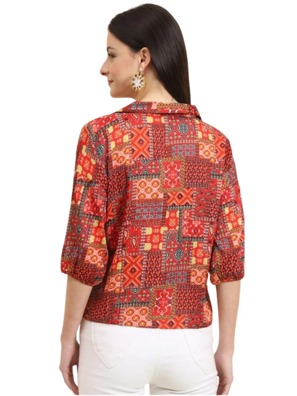 Odette Multicolour Delta Printed Shirt For Women - Image 3