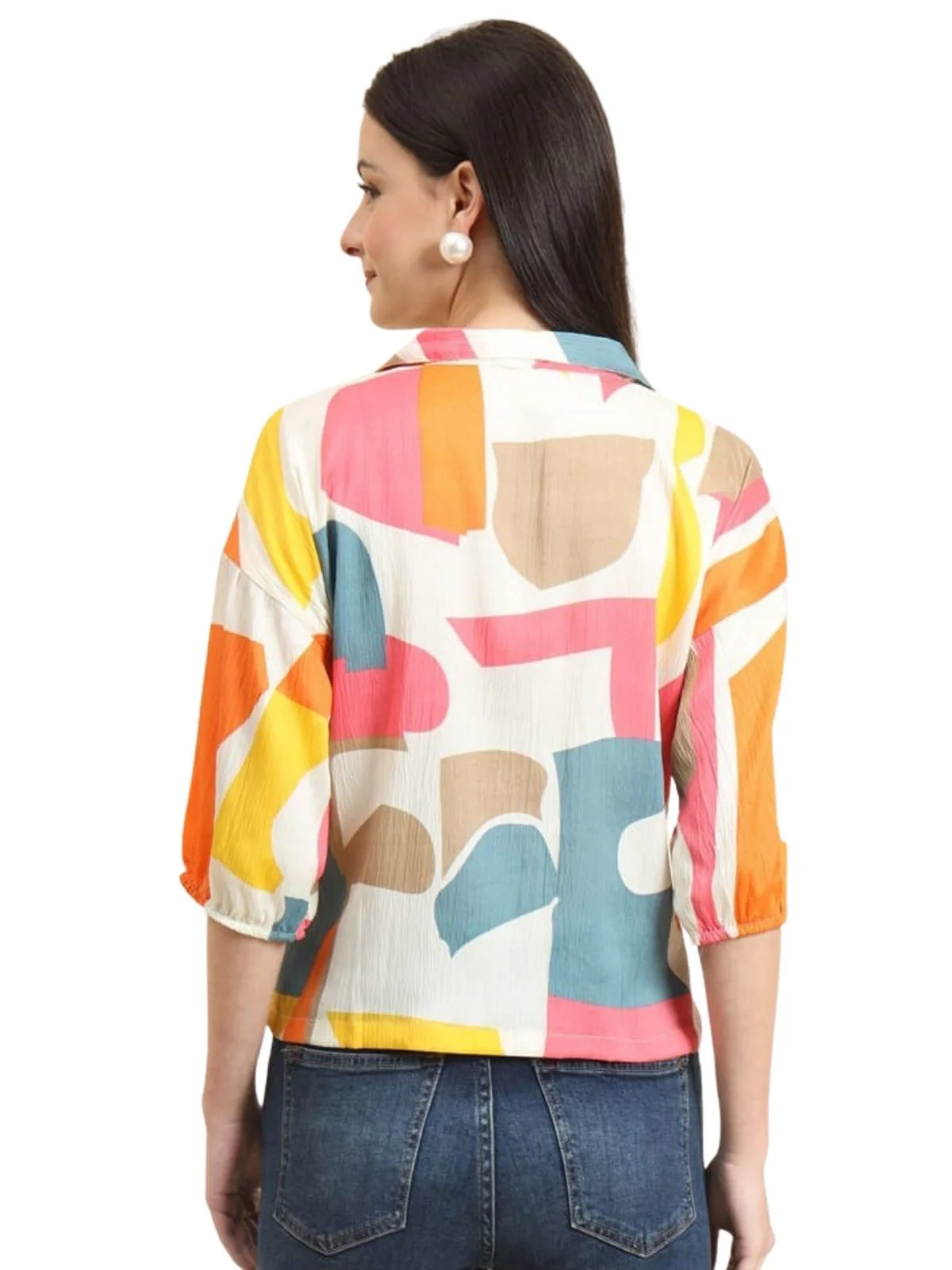 Odette Multicolour Delta Printed Shirt For Women - Image 3