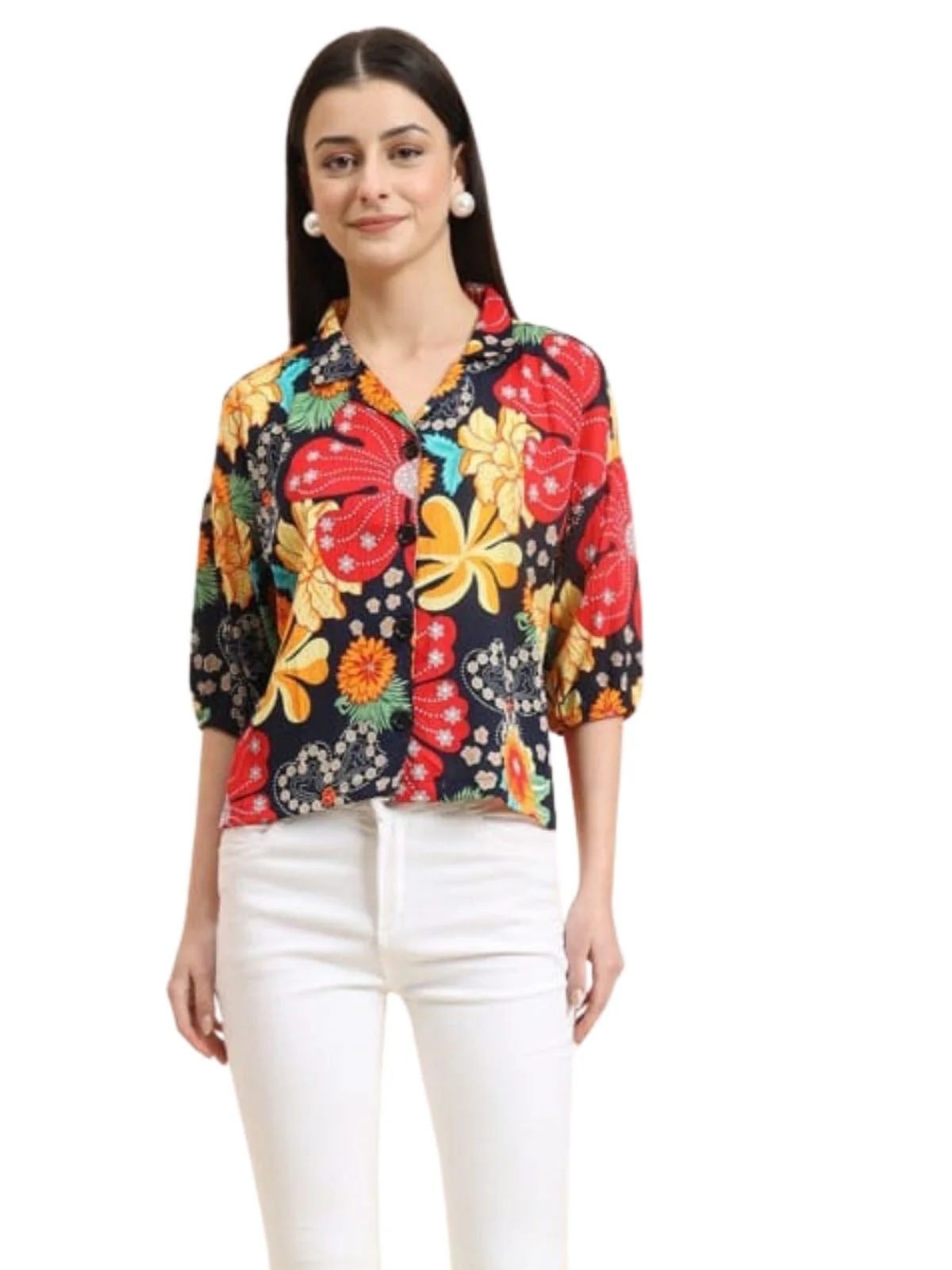 Odette Multicolour Delta Printed Shirt For Women - Image 2