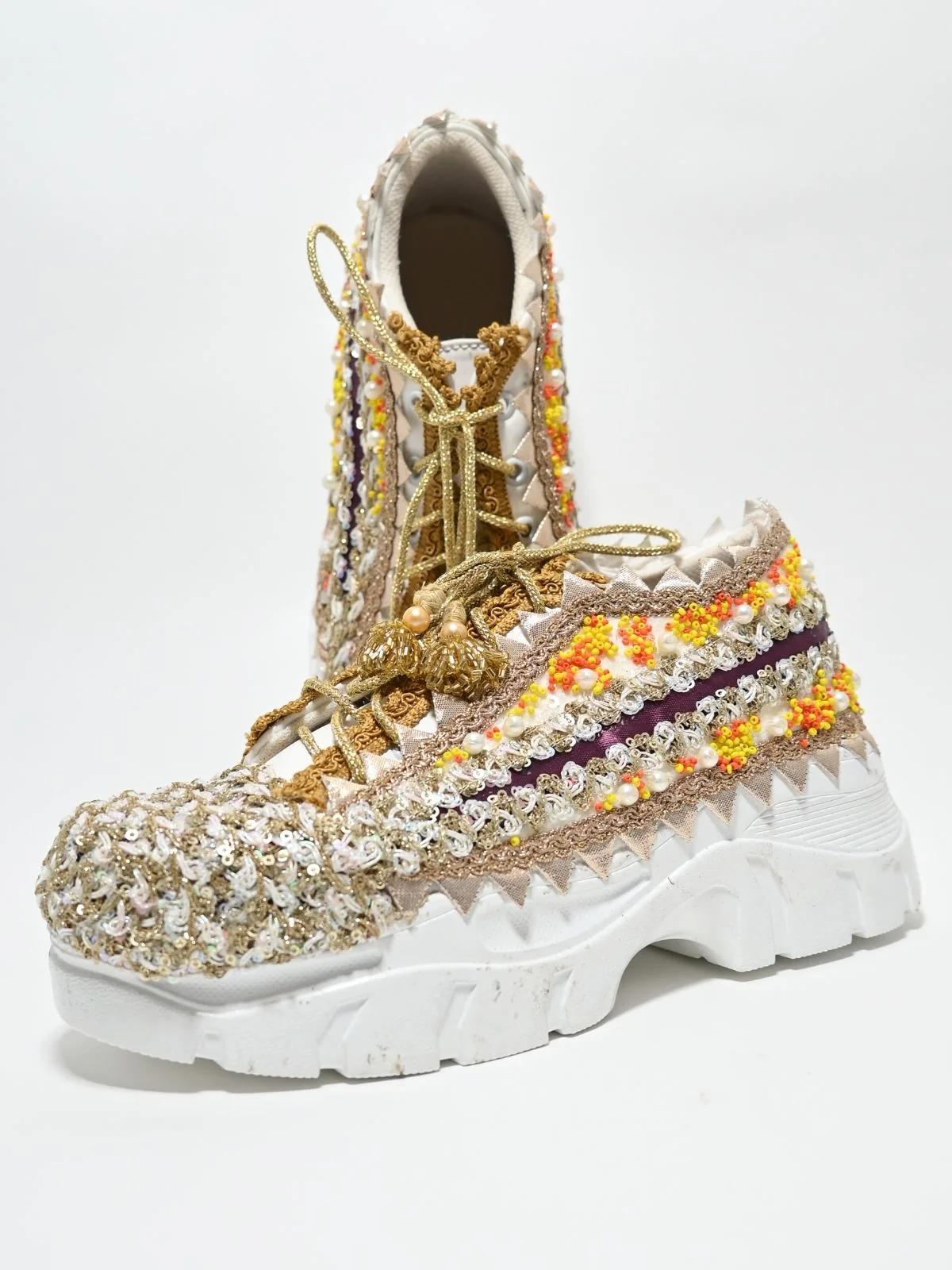 Odette Multicolour PU Embellished Shoes For Women - Image 3