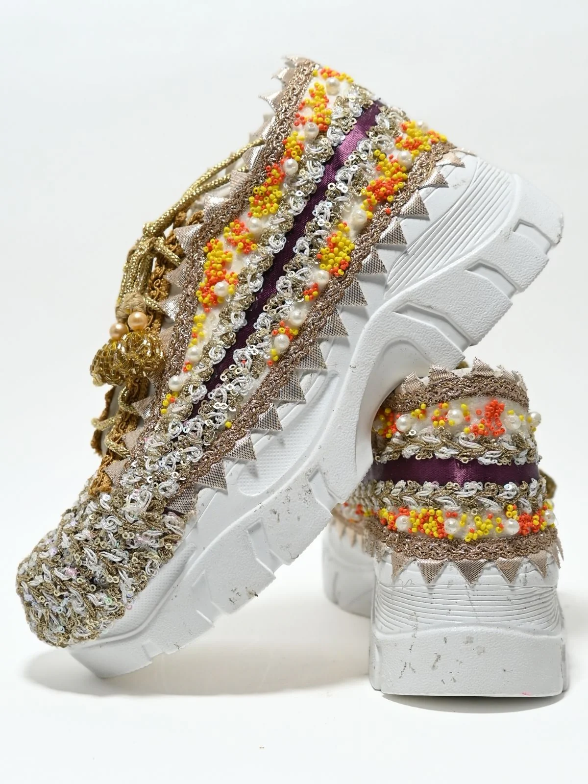 Odette Multicolour PU Embellished Shoes For Women - Image 6