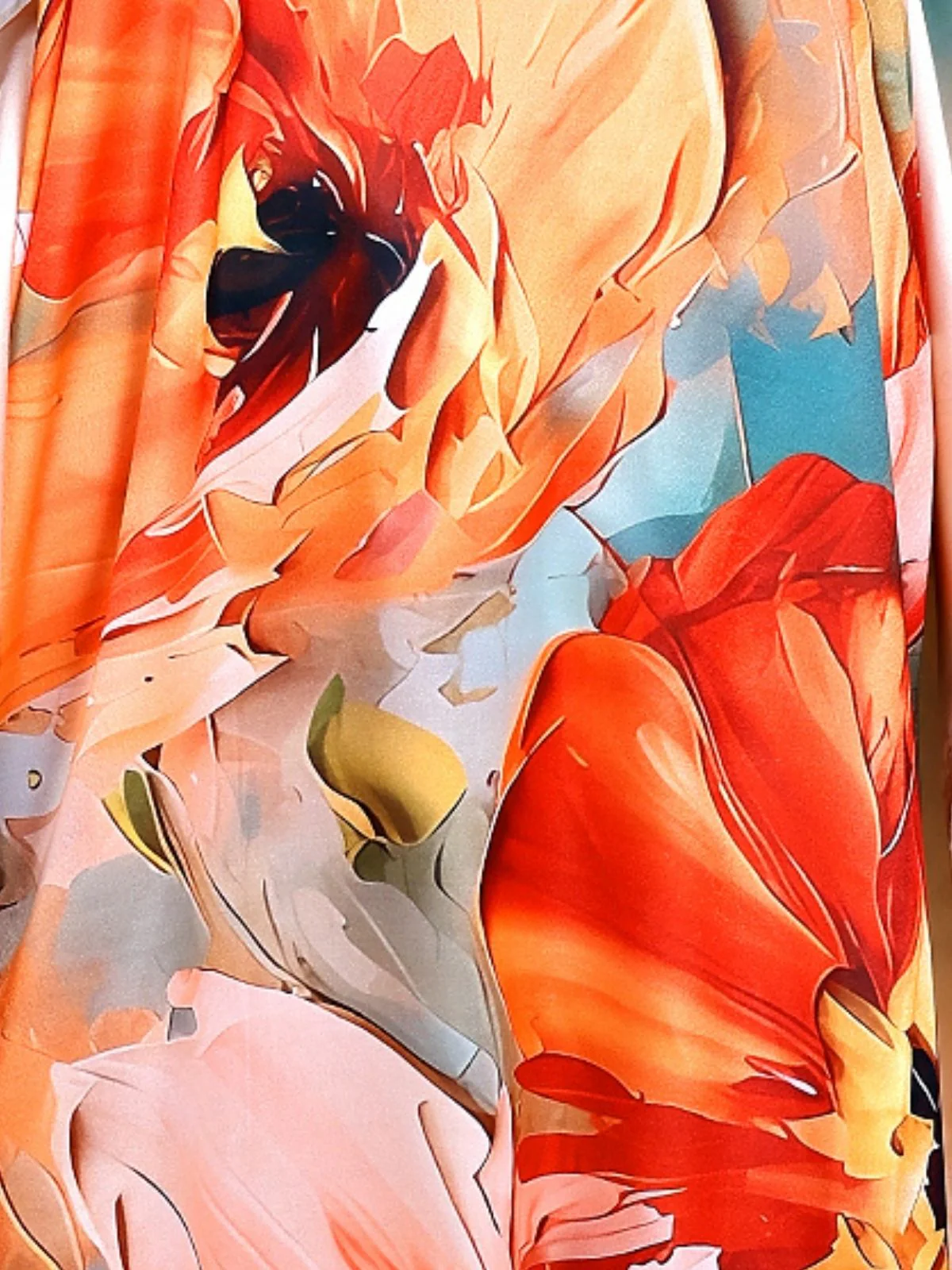 Odette Multicolor Satin Printed Kaftan For Women - Image 5