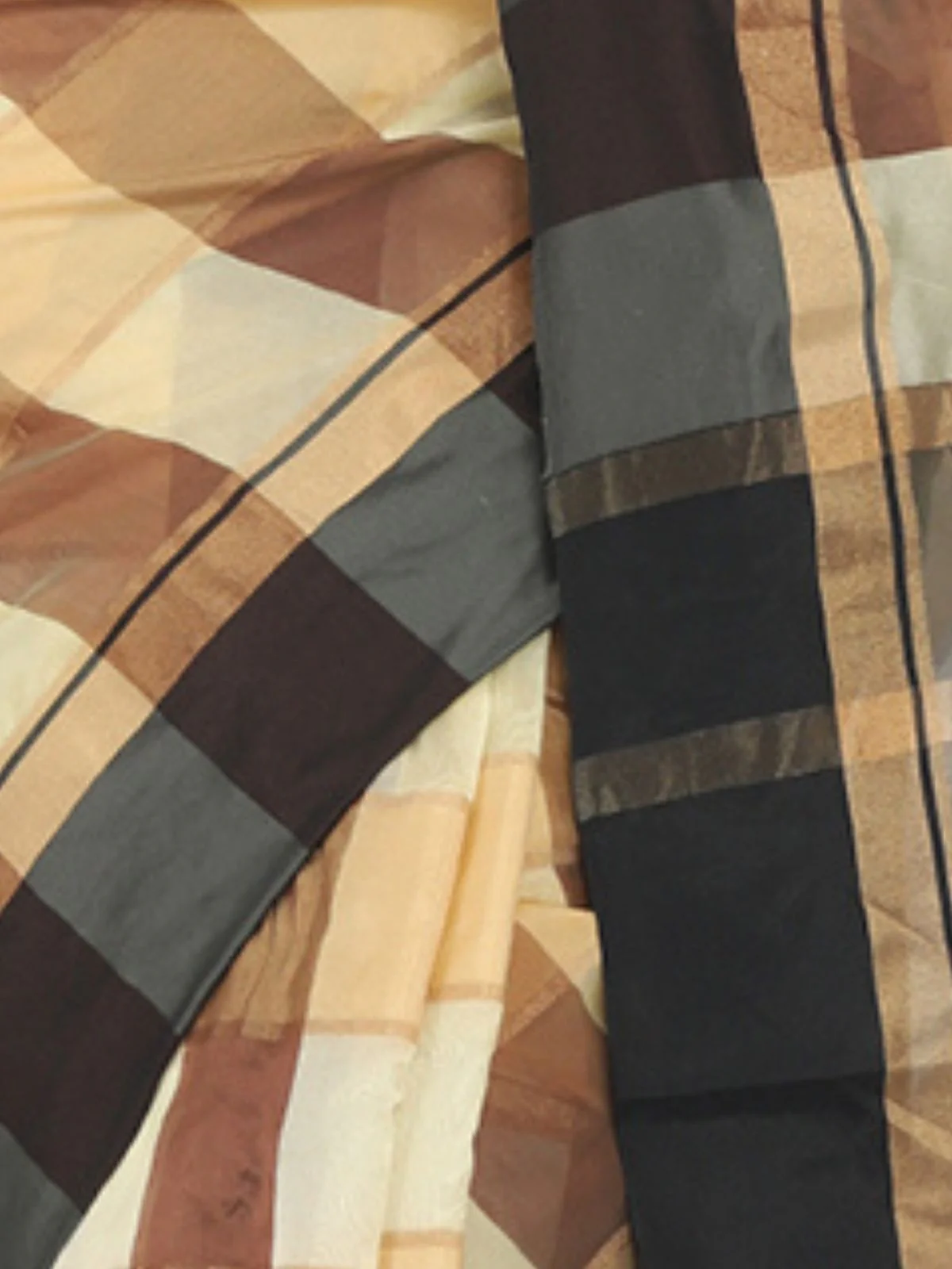 Odette Multicolour Silk Blend Checked Saree For Women - Image 6