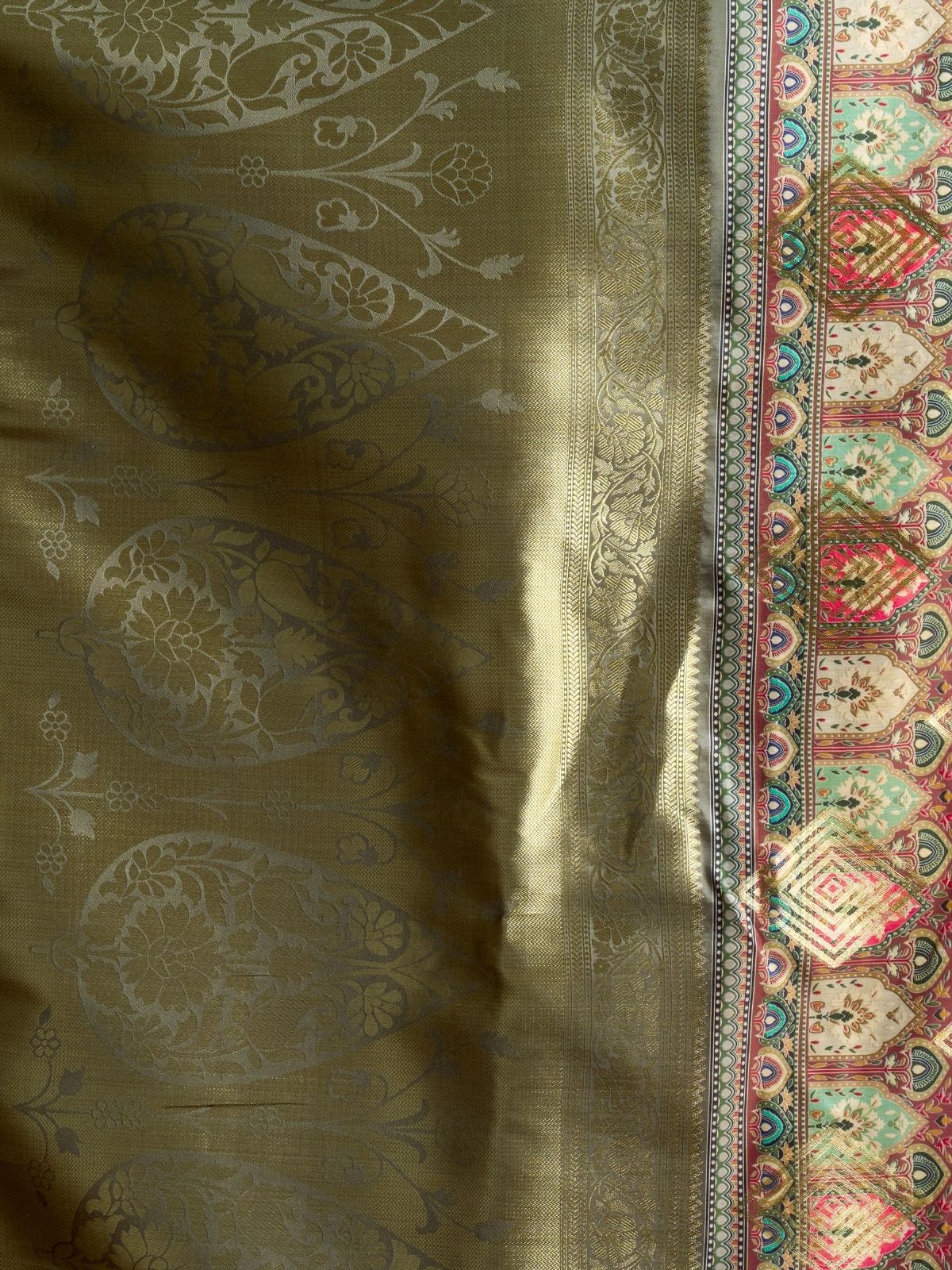 Odette Multicolour Silk Blend Printed Banarasi Saree For Women - Image 6