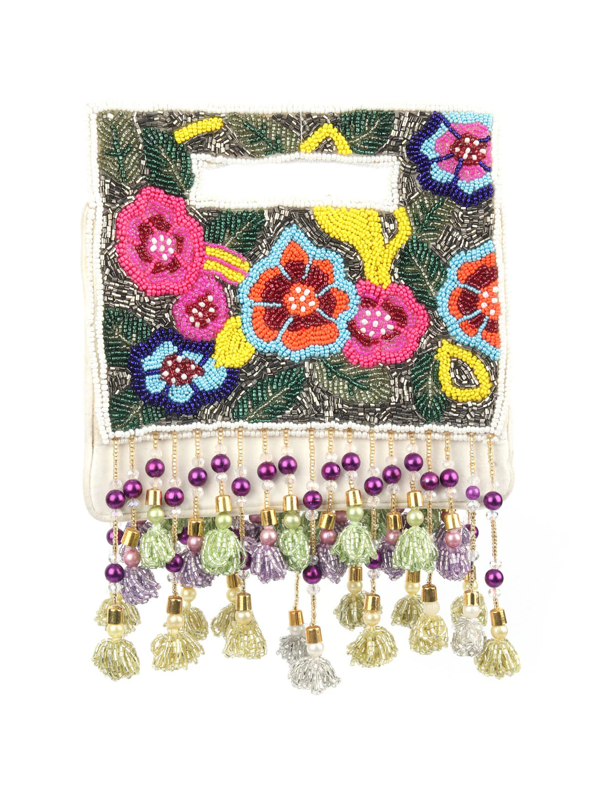 Odette Multicolour Suede Embellished Clutch For Women - Image 3