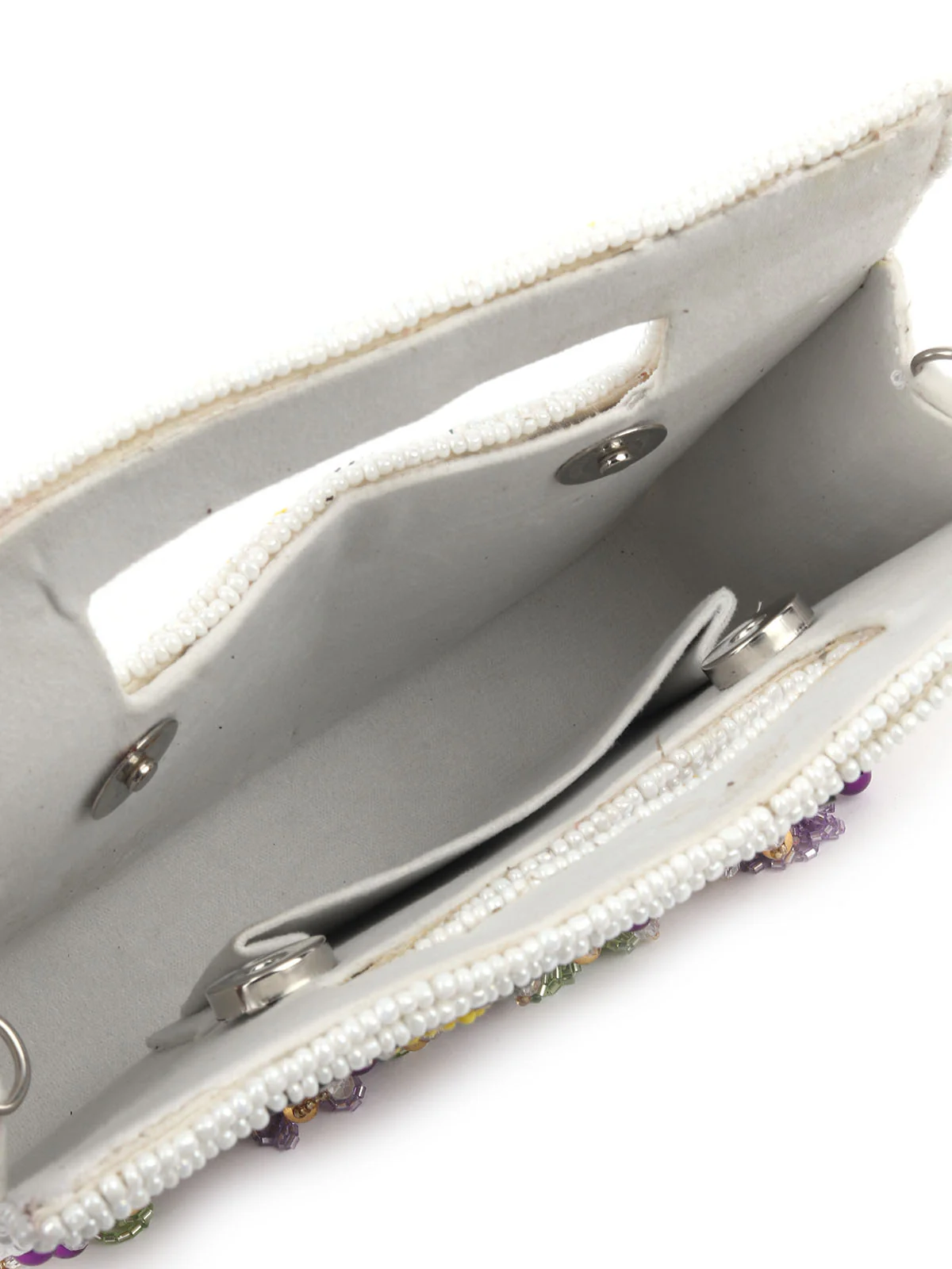 Odette Multicolour Suede Embellished Clutch For Women - Image 6