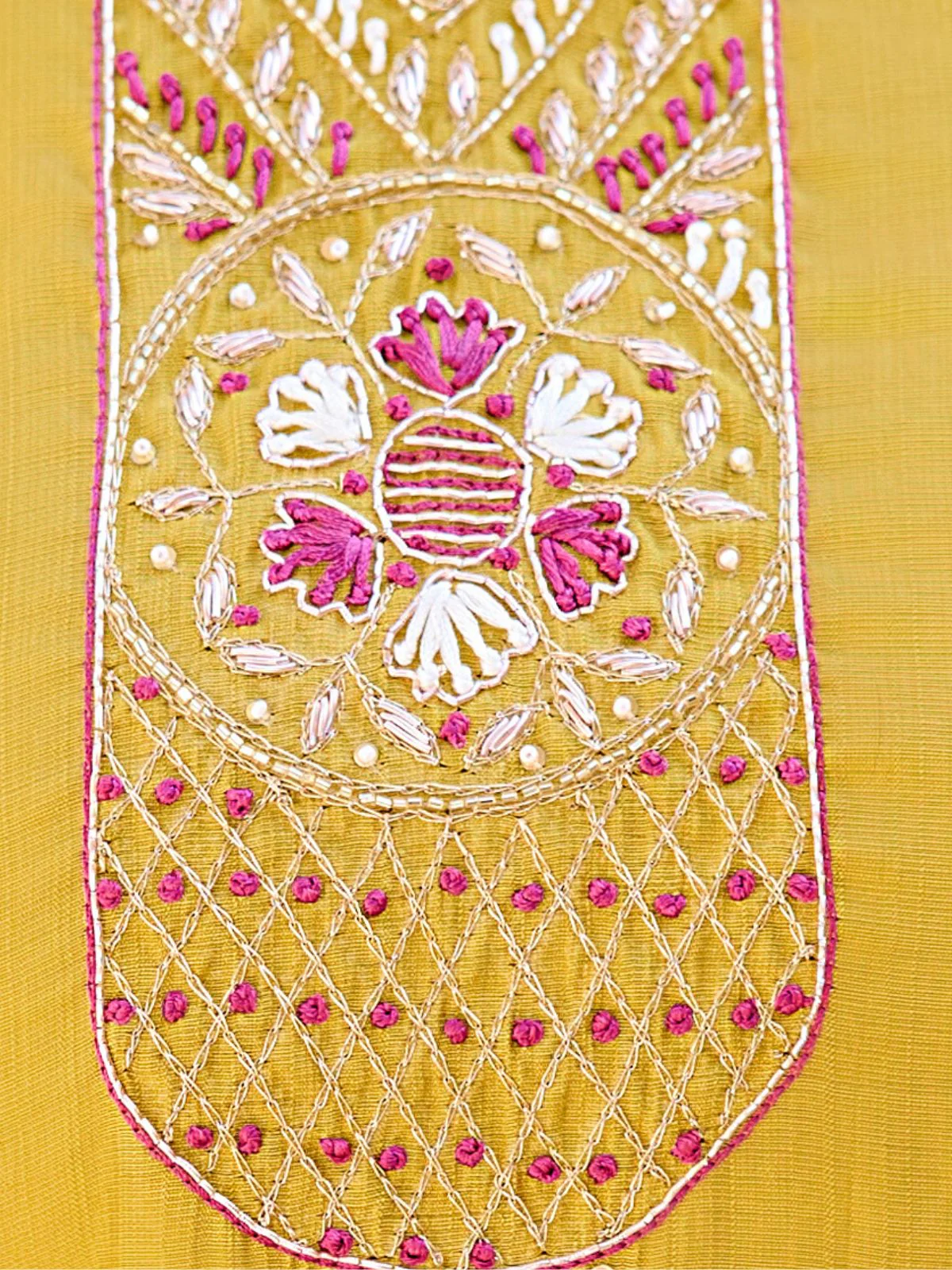 Odette Mustard Rayon Embroidered Stitched Kurta Set For Women - Image 5