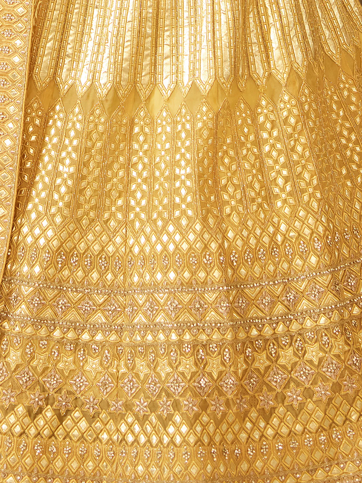 Odette Mustard Embroidered Organza Semi Stitched Lehenga With Blouse For Women - Image 5