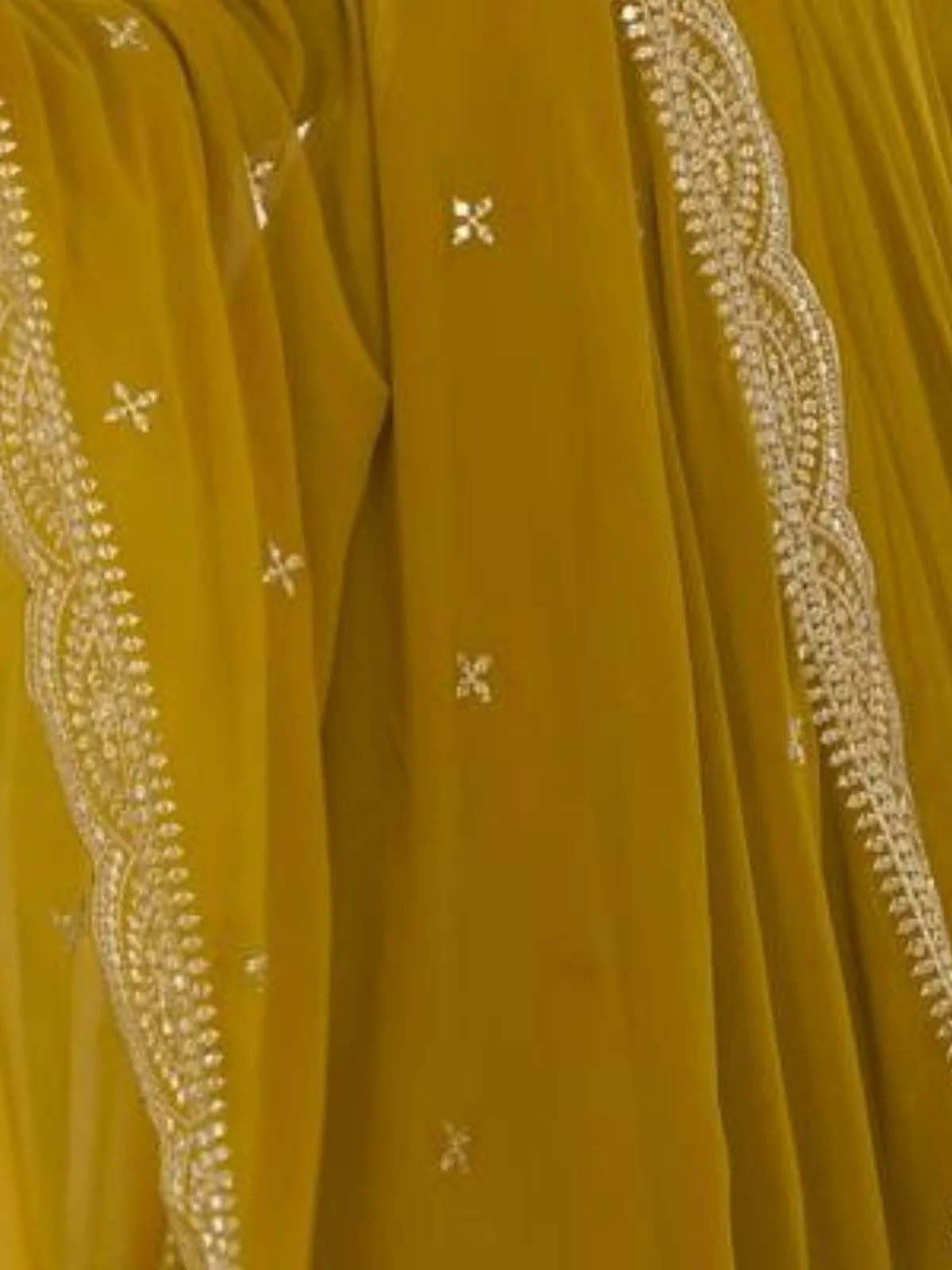 Odette Mustard Georgette Plain Kurta Set For Women - Image 5