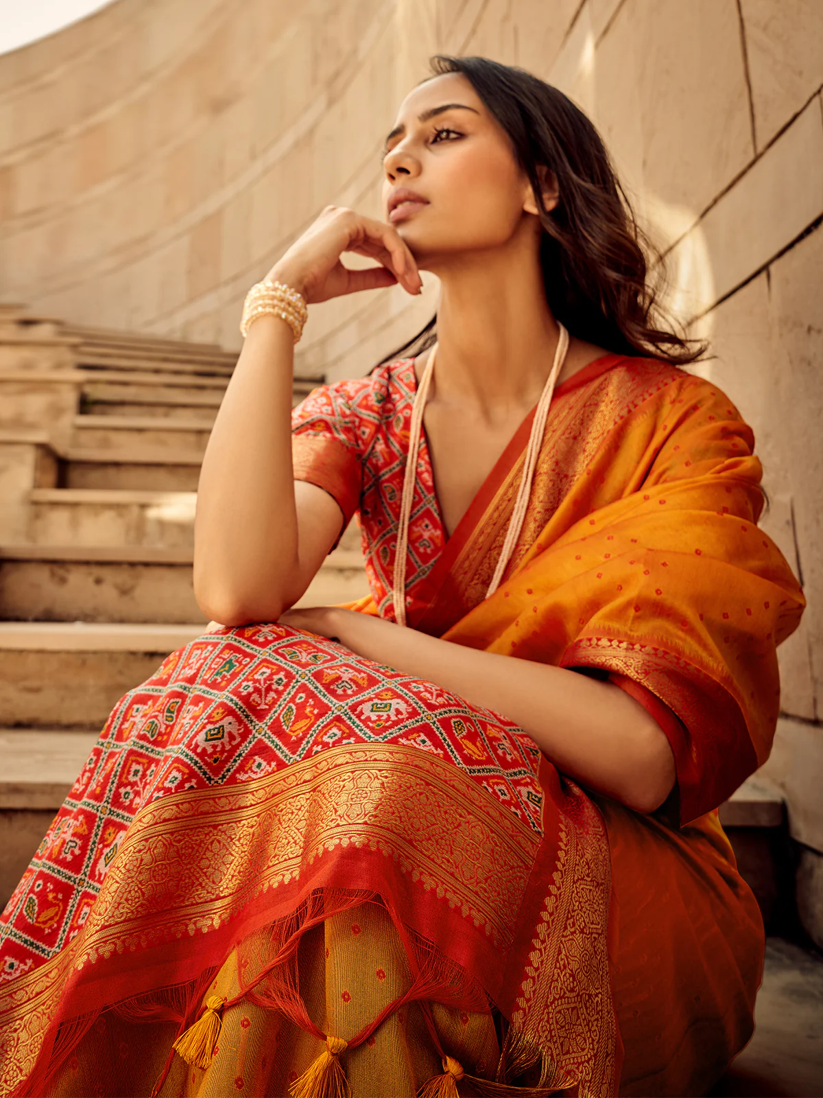 Odette Mustard Handloom Woven Saree For Women - Image 3