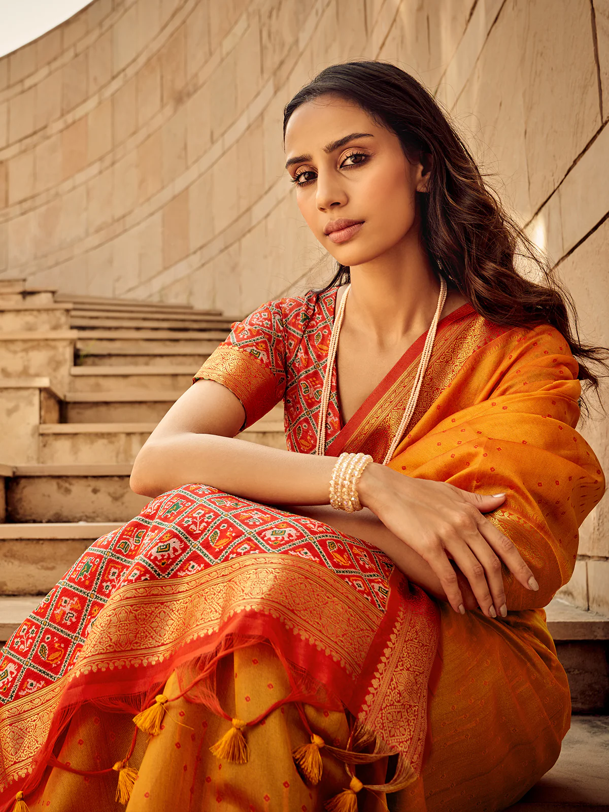 Odette Mustard Handloom Woven Saree For Women - Image 4