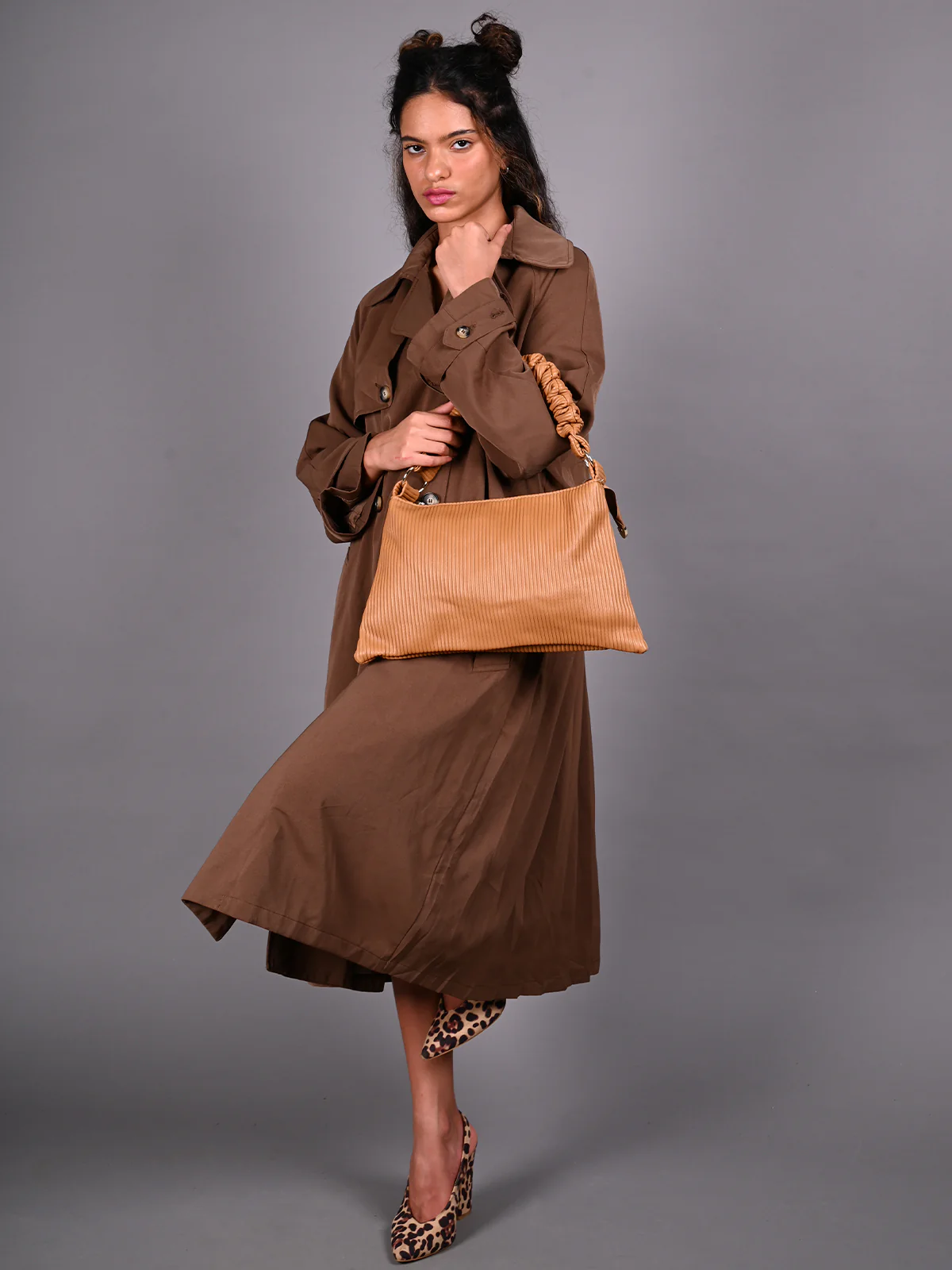 Odette Mustard Patterned Hand Bag For Women - Image 2