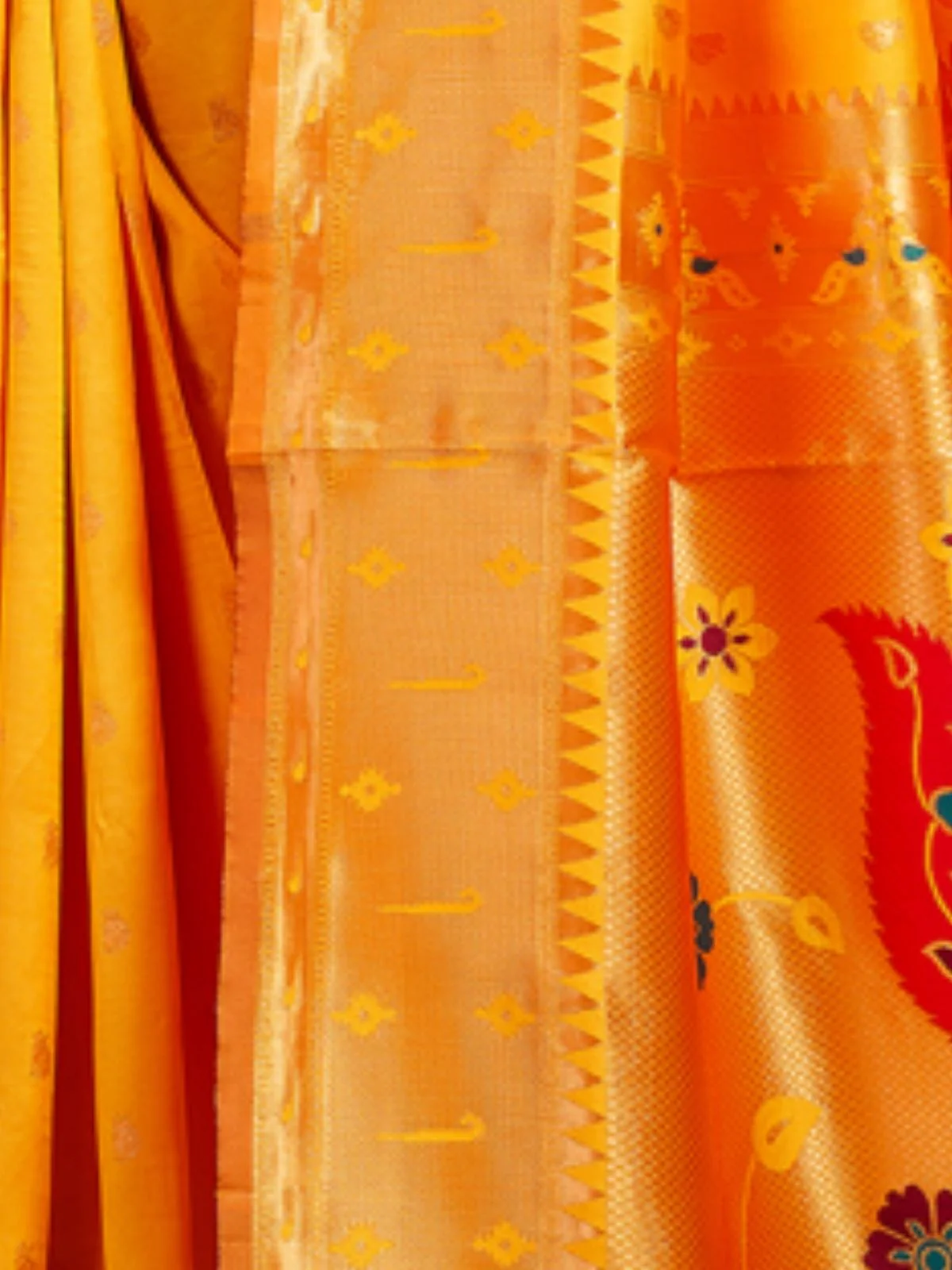 Odette Mustard Silk Blend Woven Pithani Saree For Women - Image 5