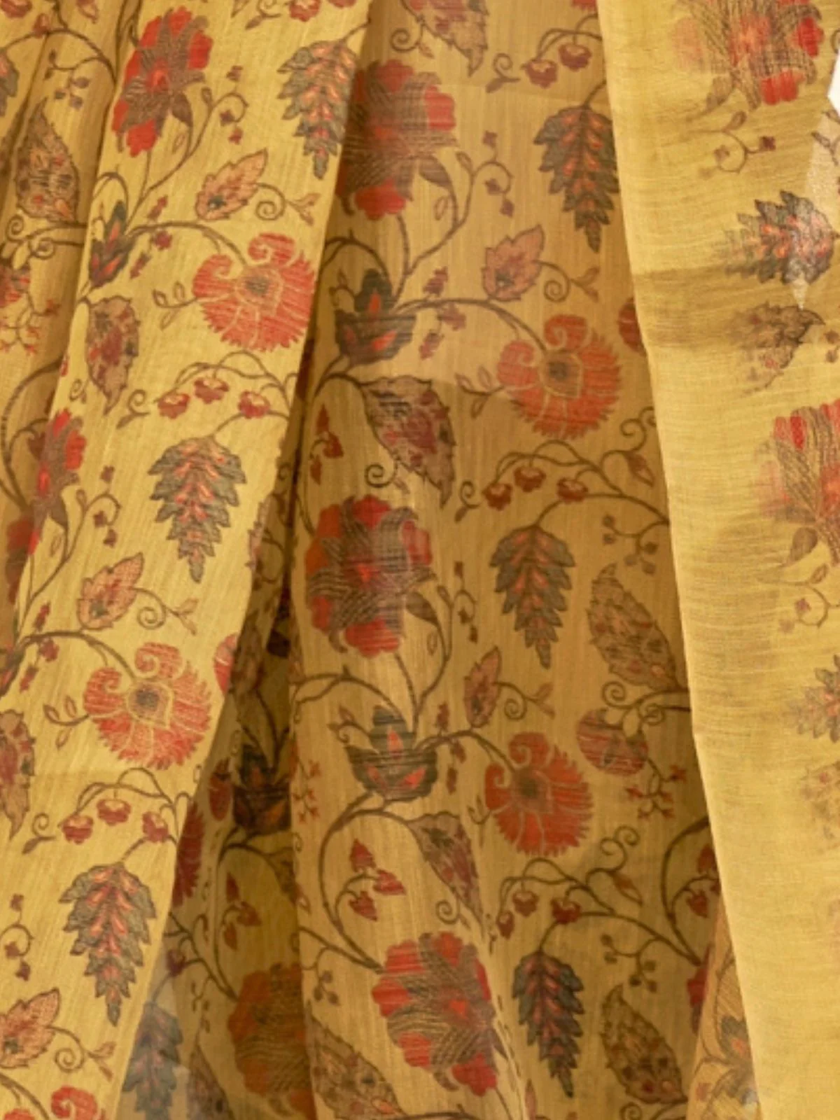 Odette Mustard Tissue Printed Saree With Unstitched Blouse For Women - Image 3
