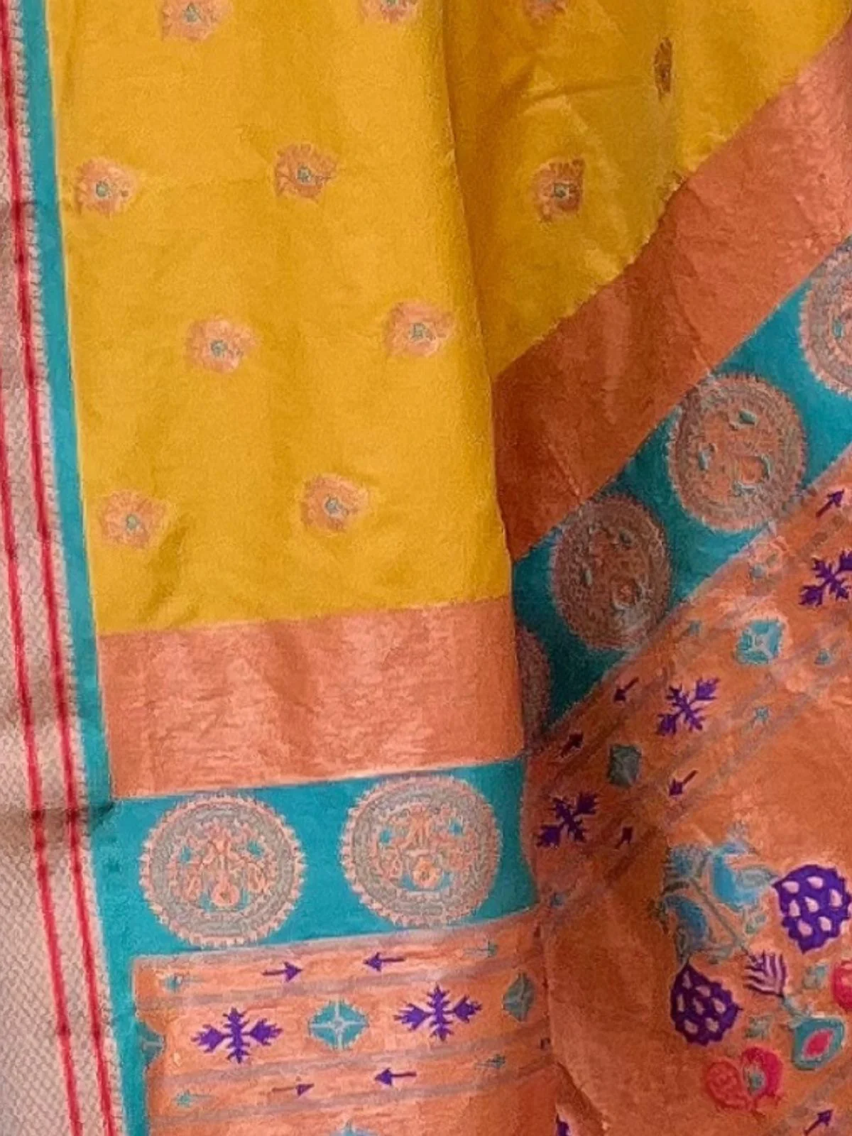 Odette Mustard Woven Design Silk Blend Saree With Unstitched Blouse For Women - Image 4