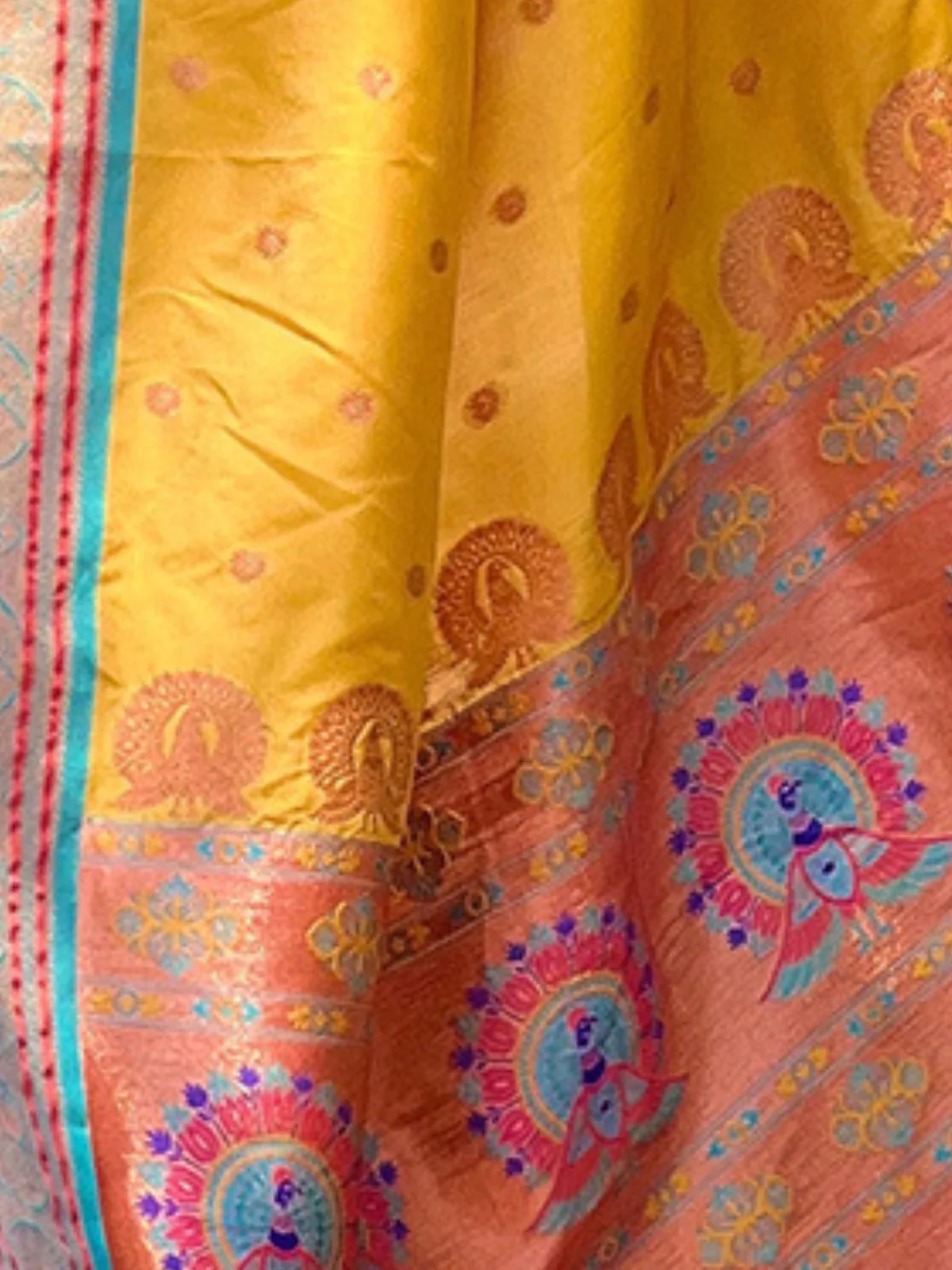 Odette Mustard Woven Design Silk Blend Saree With Unstitched Blouse For Women - Image 4