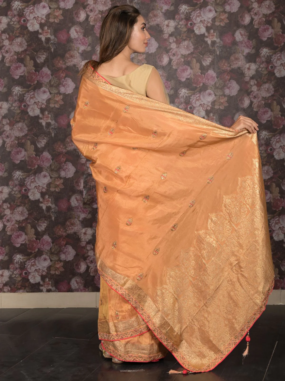 Odette Mustard Woven Silk Blend Saree With Unstitched Blouse For Women - Image 4