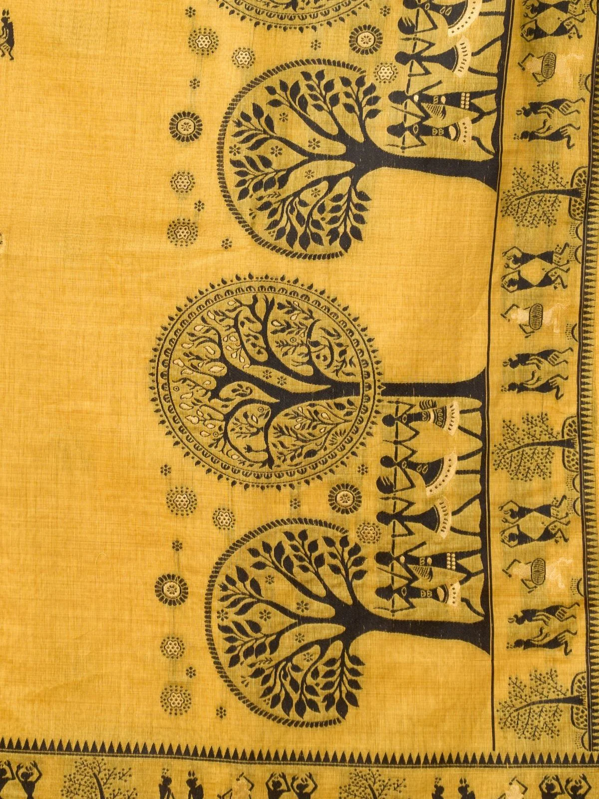 Odette Mustard Yellow Cotton Blend Printed Saree For Women - Image 6