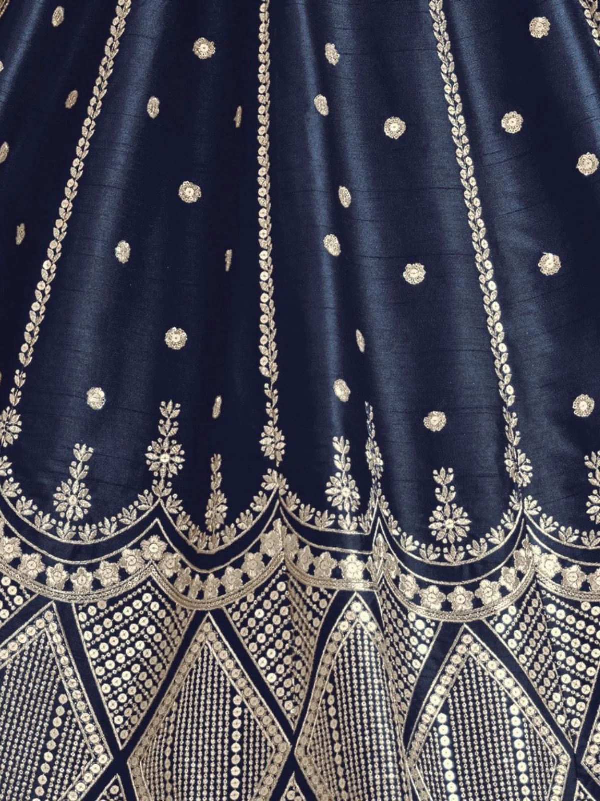 Odette Navy Blue Art Silk Embroidered Semi-Stitched lehenga For Women - Image 5