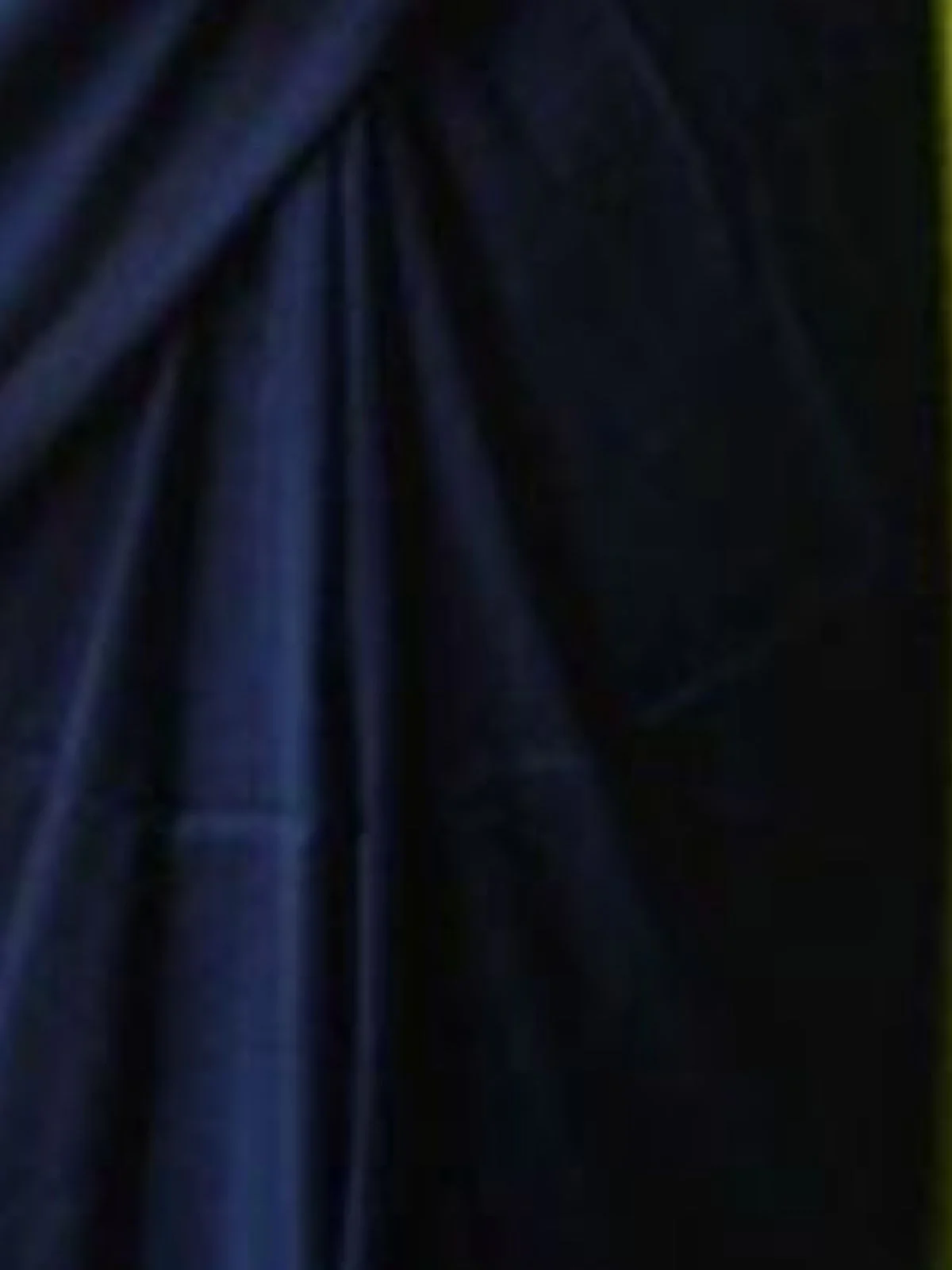 Odette Navy Blue Cotton Blend Solid Saree For Women - Image 4