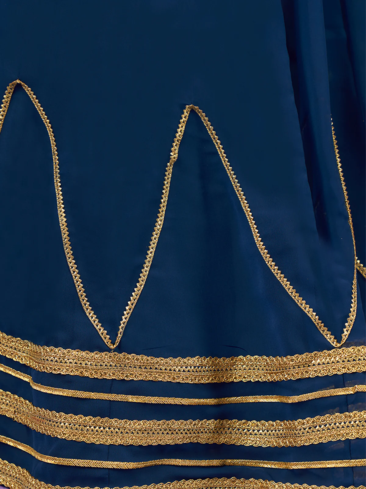 Odette Navy Blue Embellished Georgette Semi Stitched Lehenga With Blouse For Women - Image 6